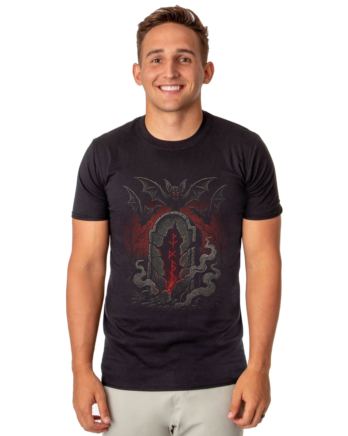 PJammy Halloween Bats Grave and Rune Men's Short-Sleeve T-Shirt