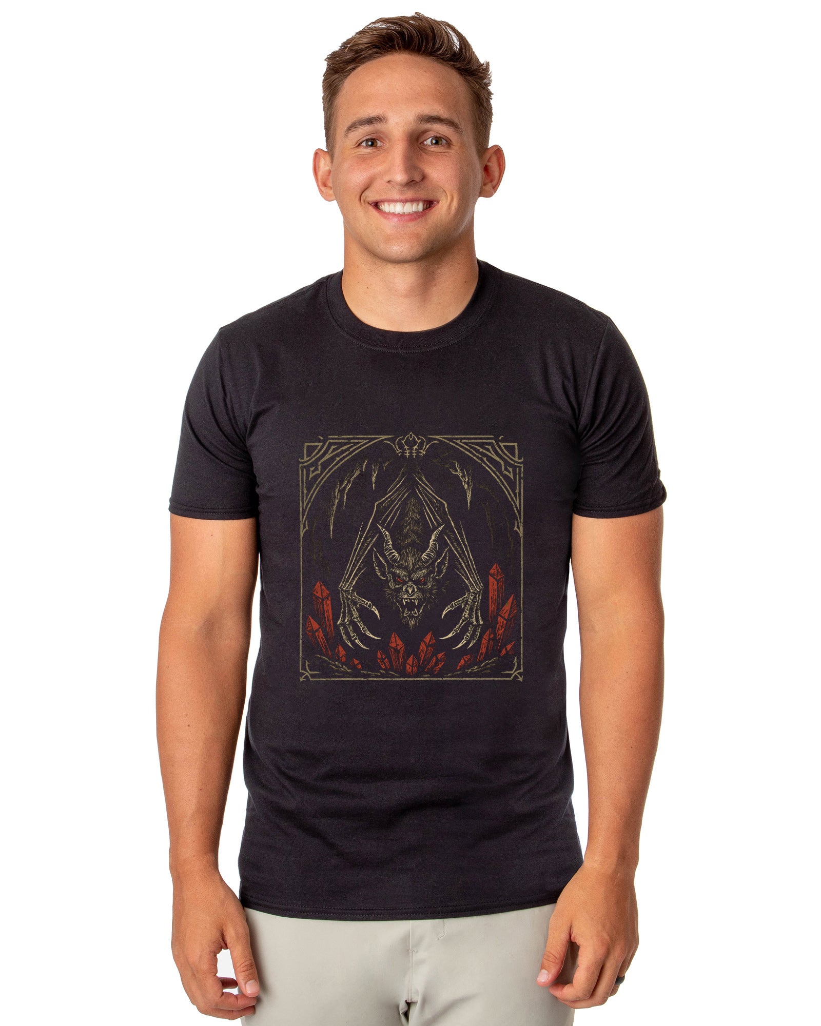PJammy Halloween T-Shirt Men's Hanging Bat In Cave Novelty Short Sleeve Tee