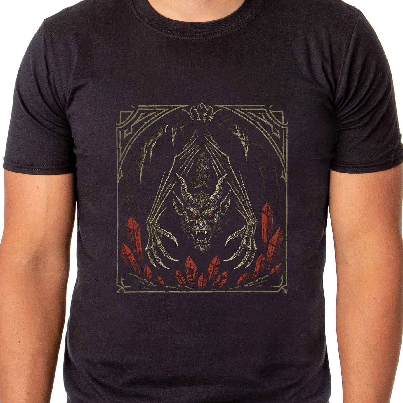 PJammy Halloween T-Shirt Men's Hanging Bat In Cave Novelty Short Sleeve Tee
