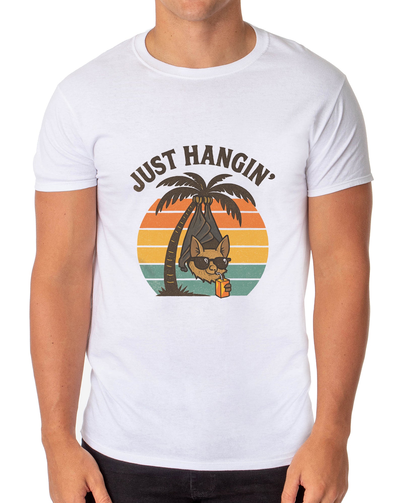 PJammy Halloween Bat Just Hangin' Tropical Graphic Men's T-Shirt