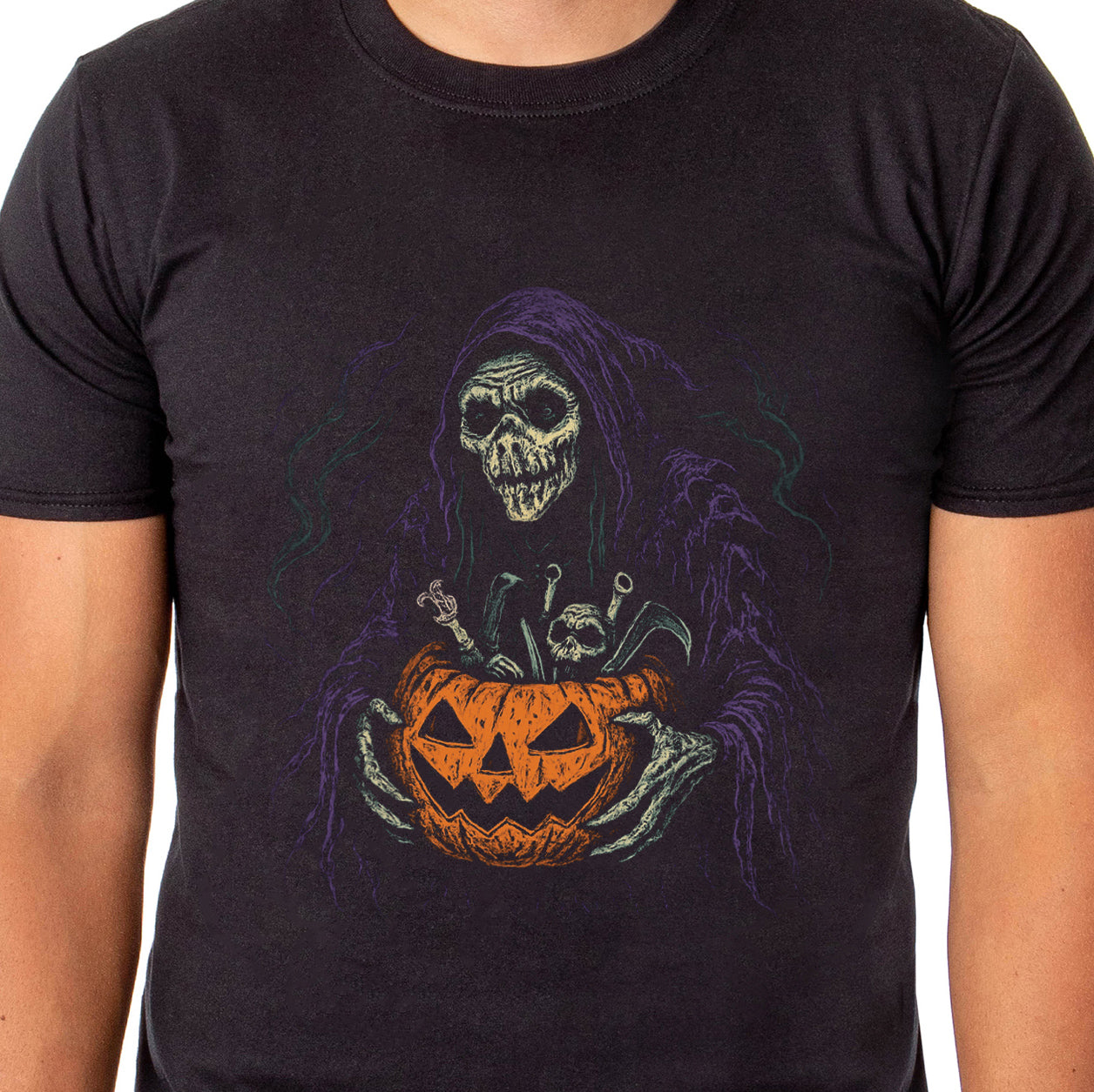 PJammy Halloween T-Shirt Men's Jack-O-Lantern of Bones Short Sleeve Tee