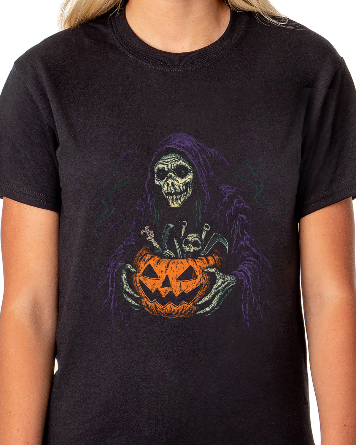 PJammy Halloween T-Shirt Women's Pumpkin Reaper Short Sleeve Tee