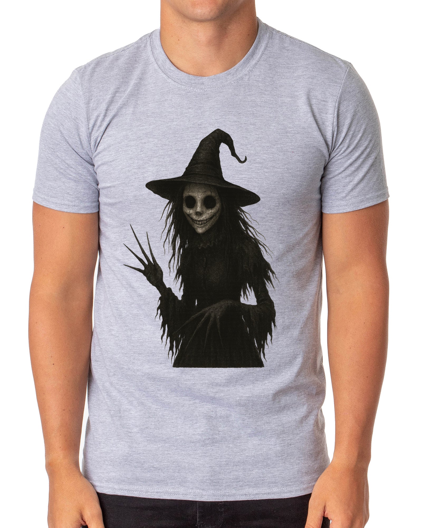 PJammy Halloween T-Shirt Men's Skeleton Witch Short Sleeve Tee