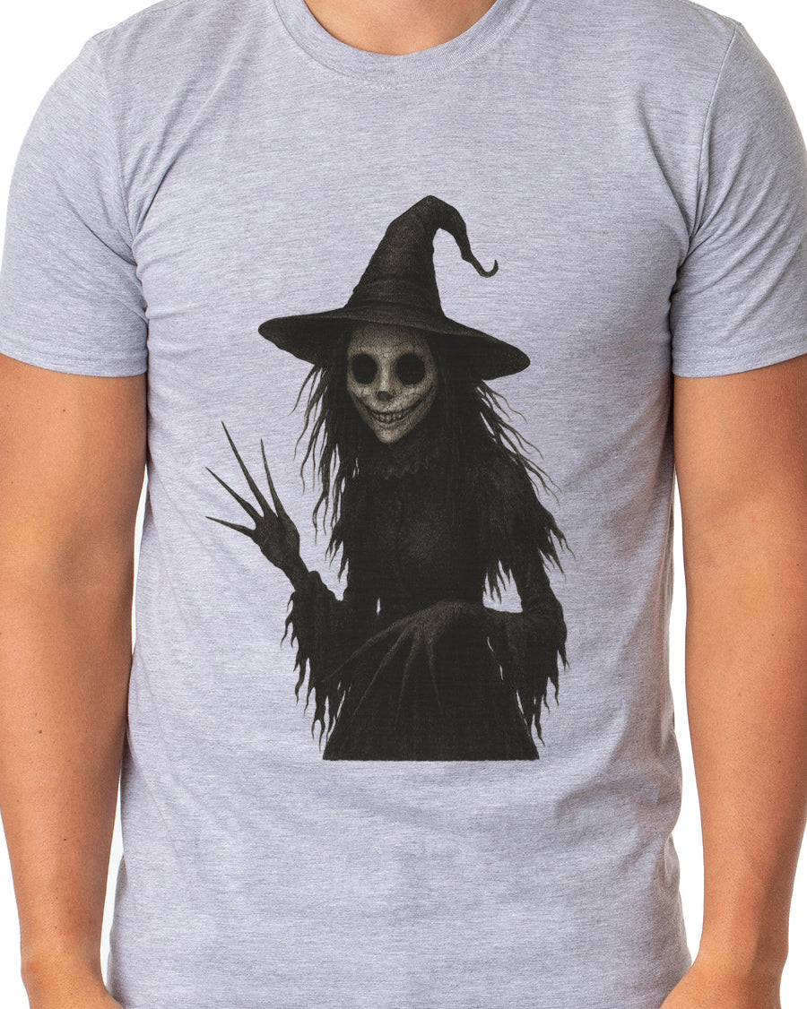PJammy Halloween T-Shirt Men's Skeleton Witch Short Sleeve Tee