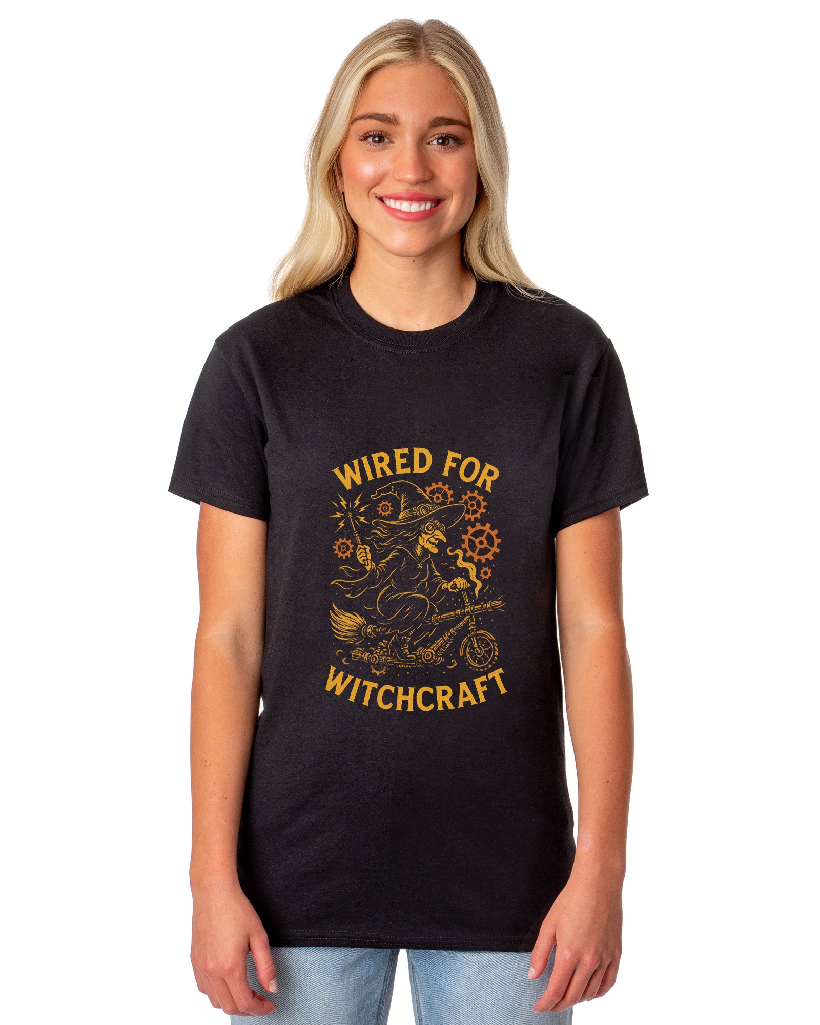 PJammy Halloween T-Shirt Women's Witch Scooter Short Sleeve Tee
