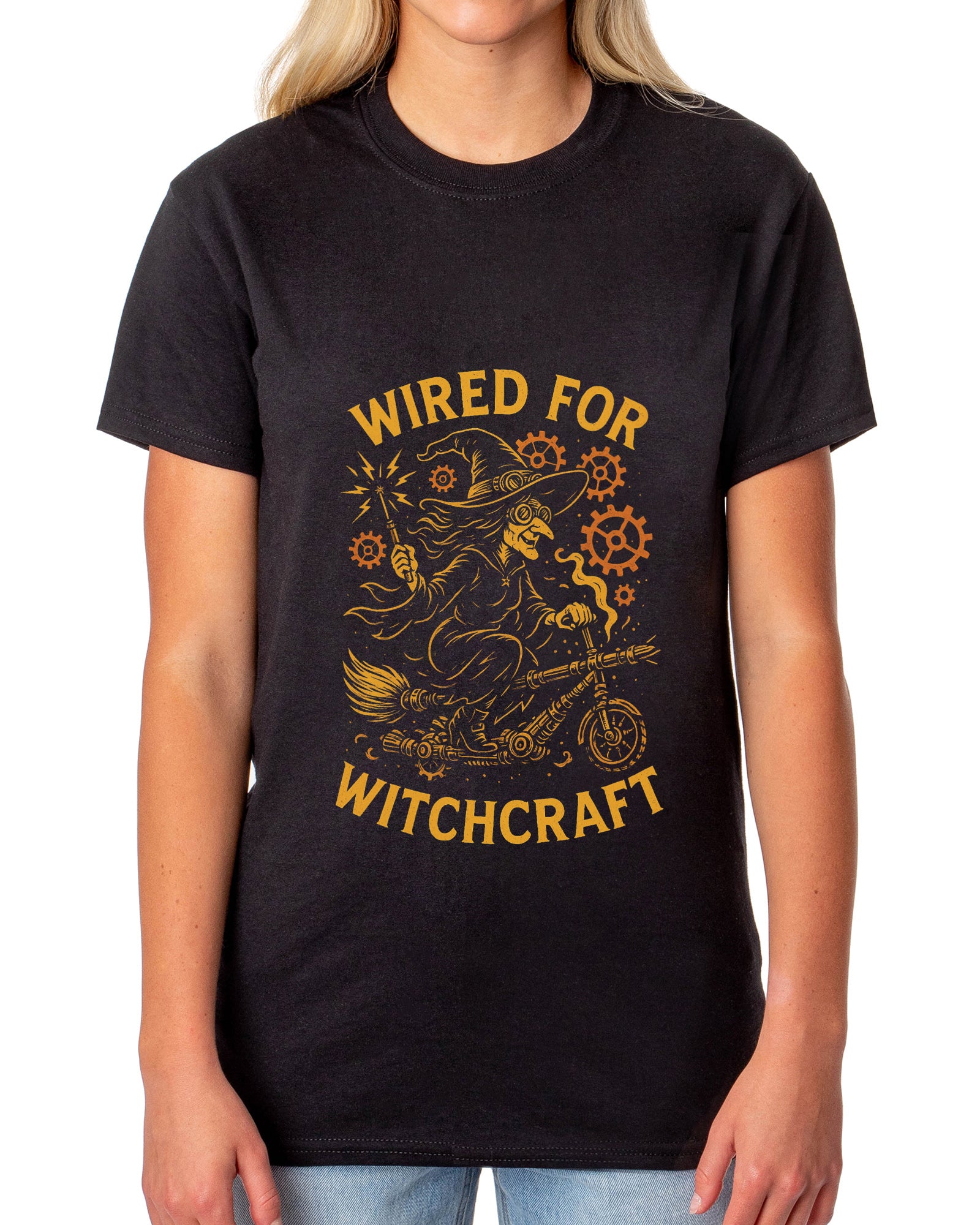 PJammy Halloween T-Shirt Women's Witch Scooter Short Sleeve Tee