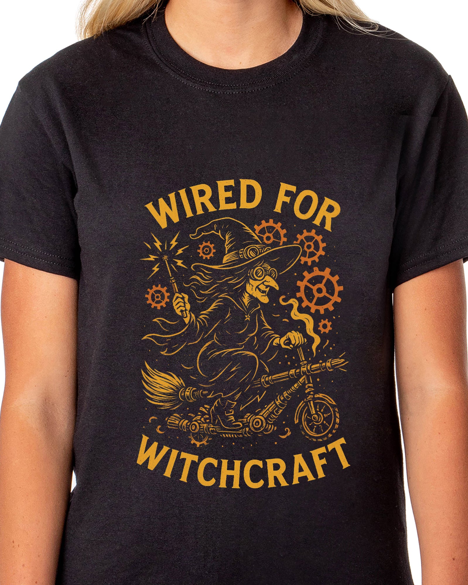 PJammy Halloween T-Shirt Women's Witch Scooter Short Sleeve Tee