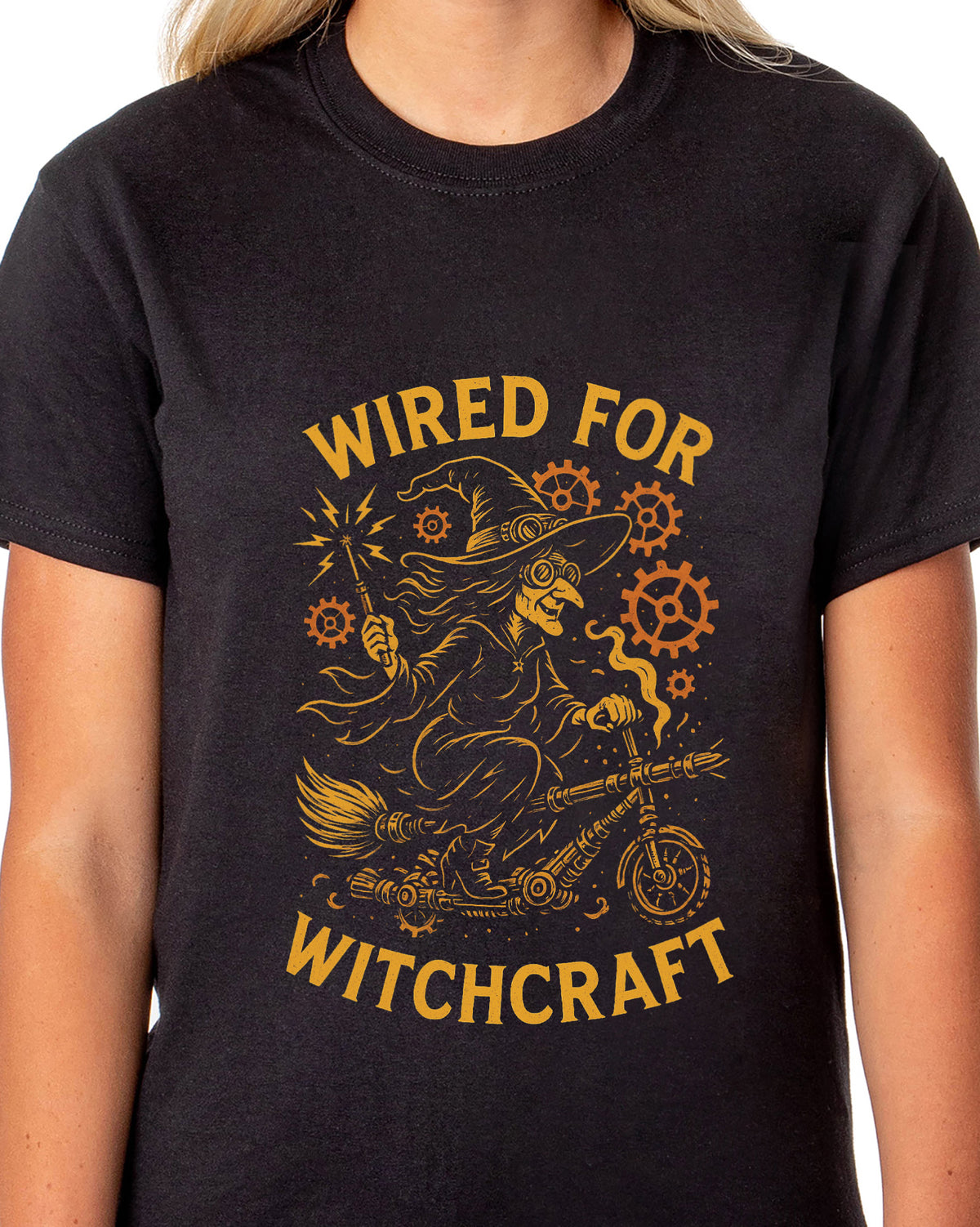 PJammy Halloween T-Shirt Women's Witch Scooter Short Sleeve Tee