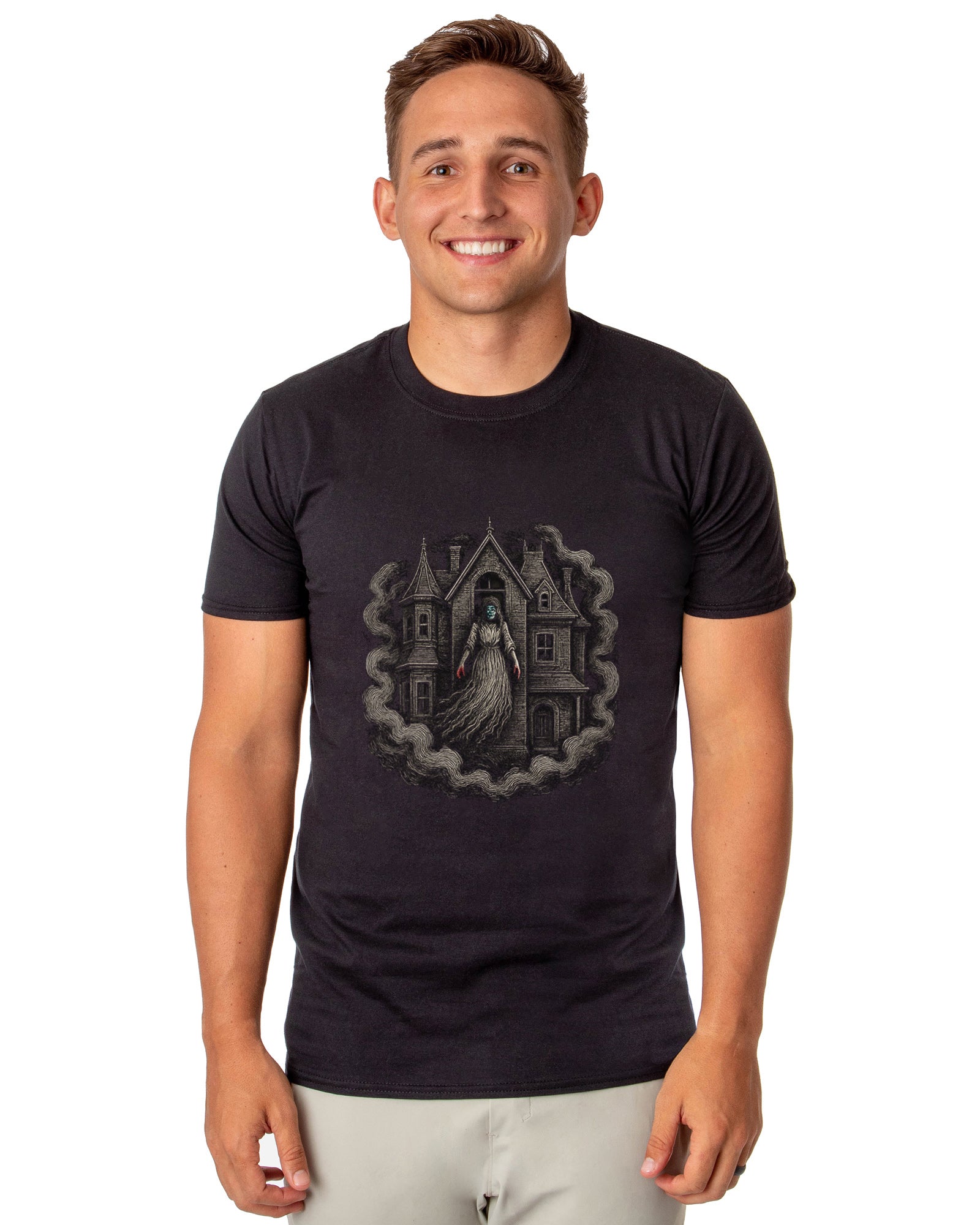 PJammy Halloween T-Shirt Men's Ghost House Guest Short Sleeve Tee