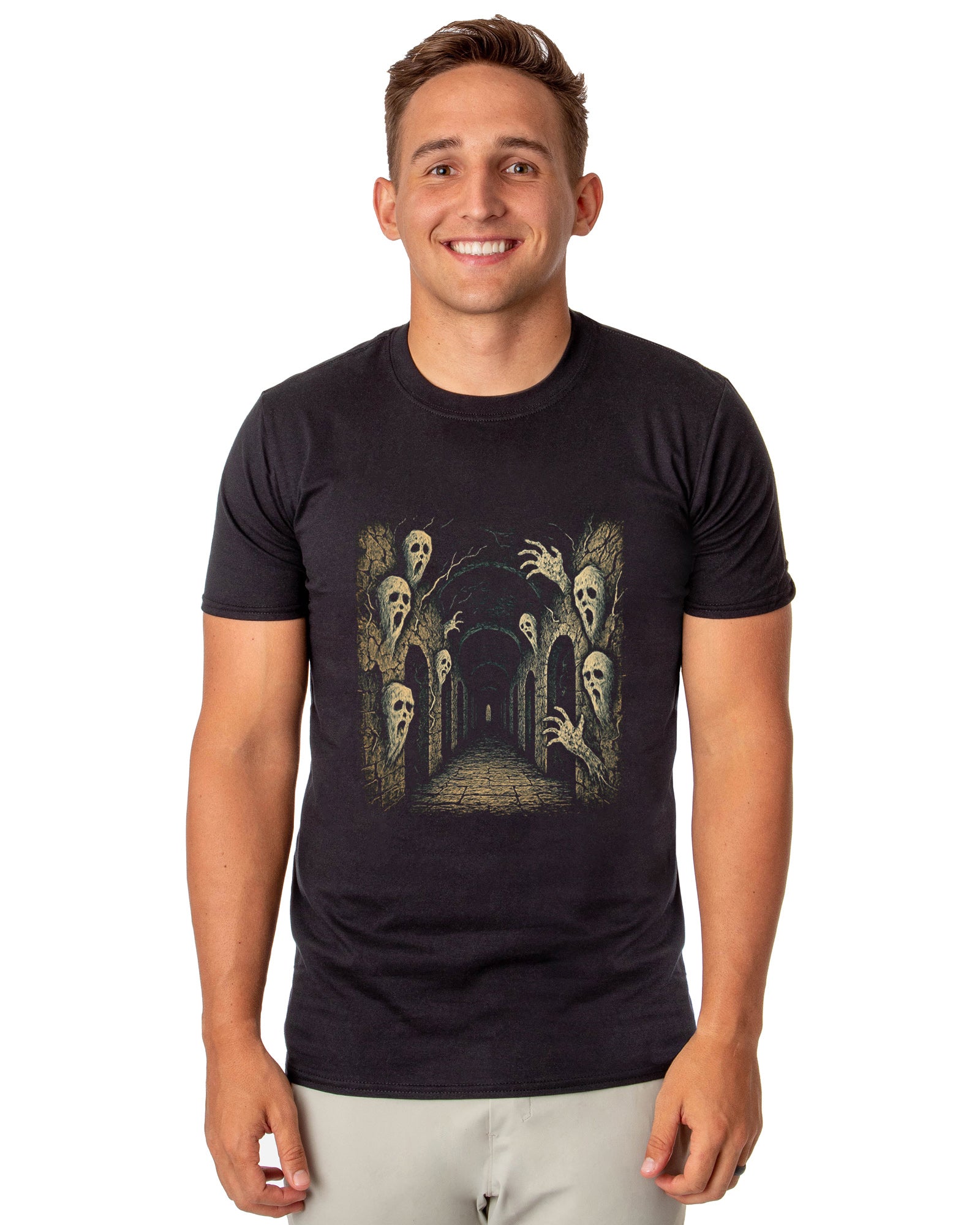 PJammy Halloween T-Shirt Men's Haunted Hallway Novelty Short Sleeve Tee