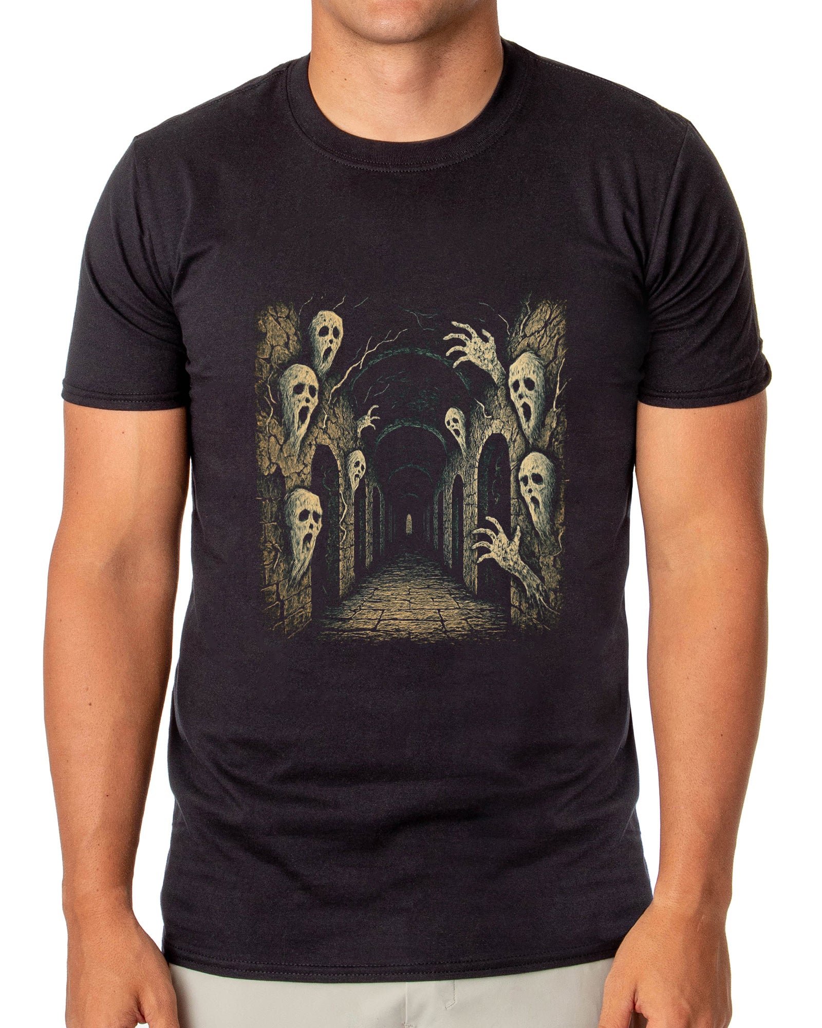 PJammy Halloween T-Shirt Men's Haunted Hallway Novelty Short Sleeve Tee