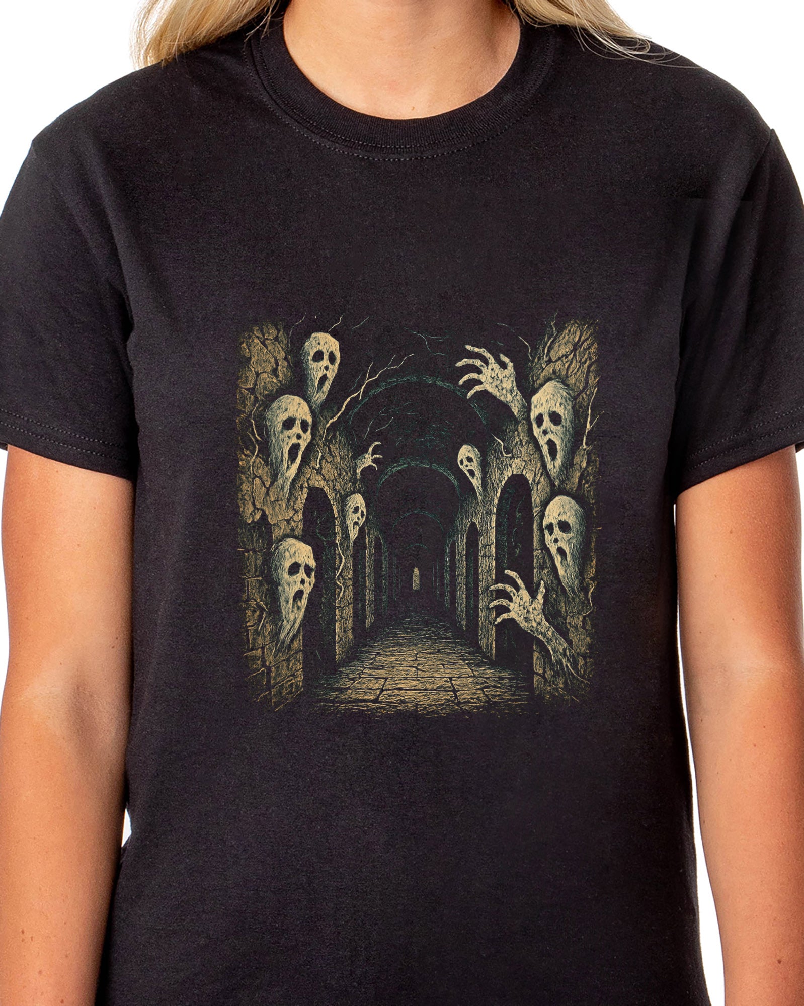PJammy Halloween T-Shirt Women's Haunted Corridor Short Sleeve Tee