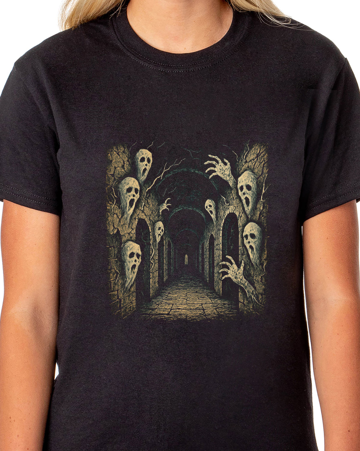PJammy Halloween T-Shirt Women's Haunted Corridor Short Sleeve Tee