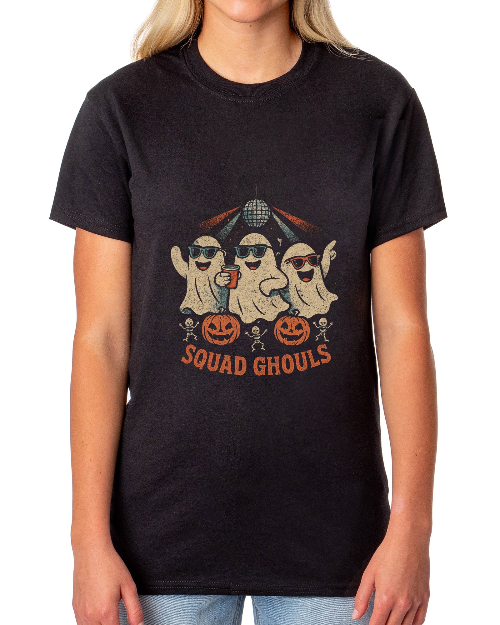 PJammy Halloween T-Shirt Women's Ghost Disco Short Sleeve Tee
