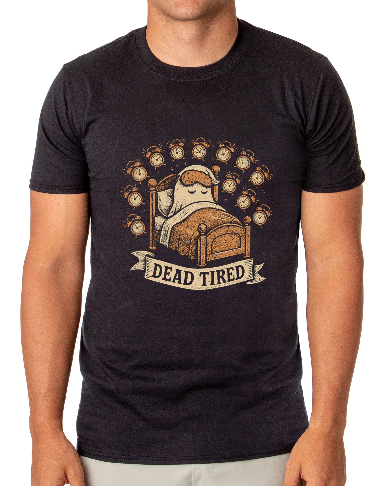 PJammy Halloween T-Shirt Men's Dead Tired Ghost Short Sleeve Tee