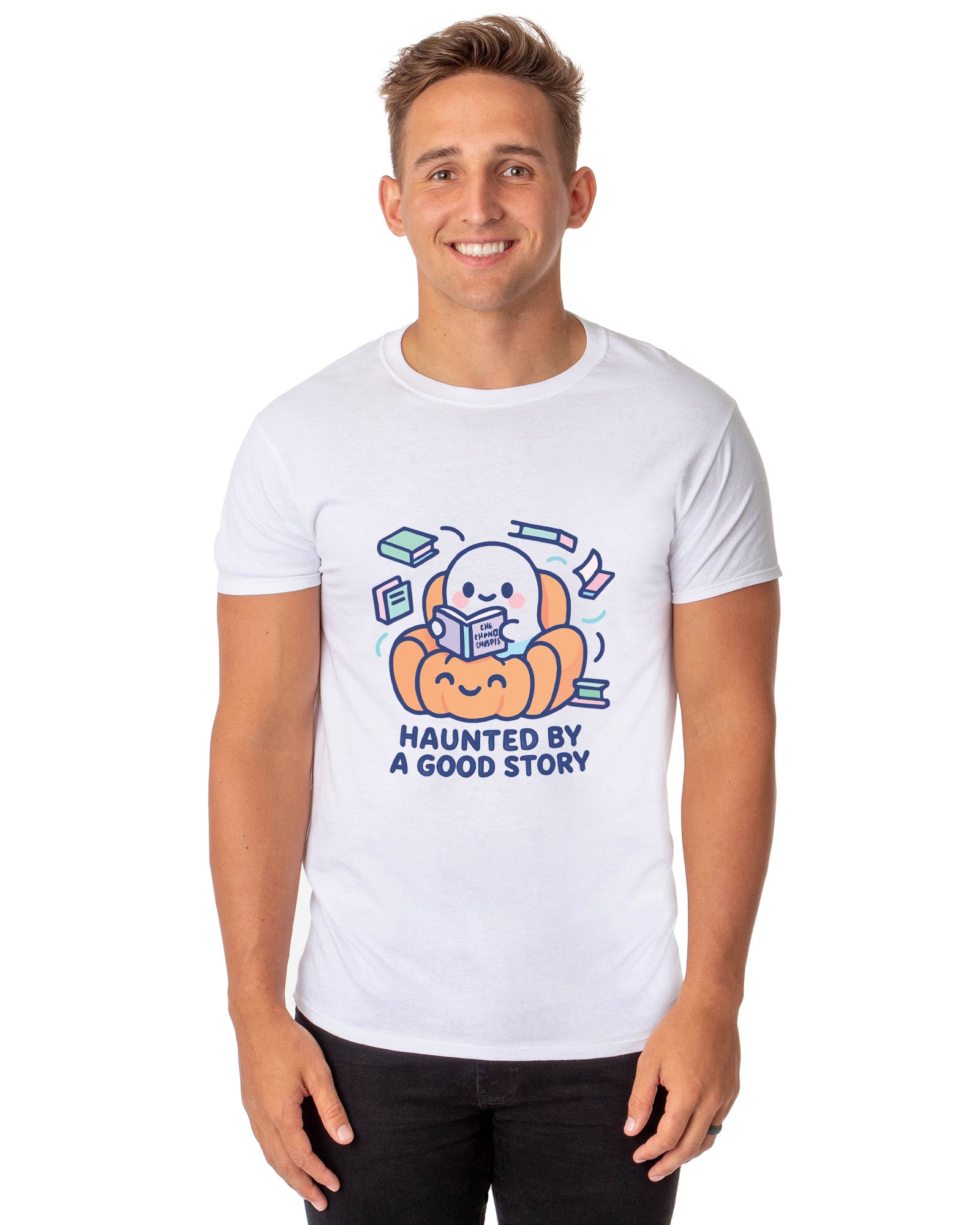 PJammy Men's Haunted By A Good Story Halloween Graphic T-Shirt