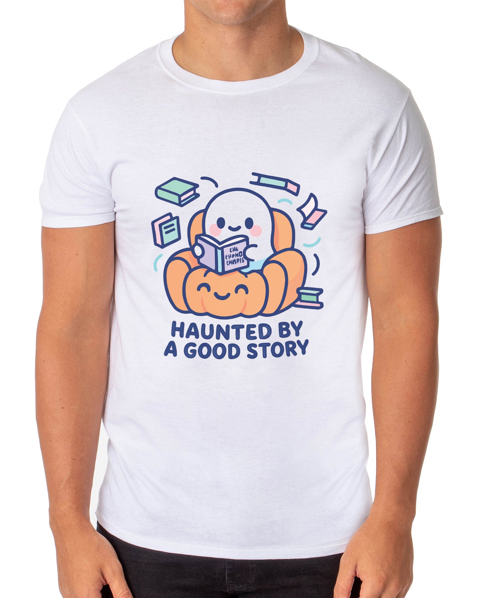 PJammy Men's Haunted By A Good Story Halloween Graphic T-Shirt