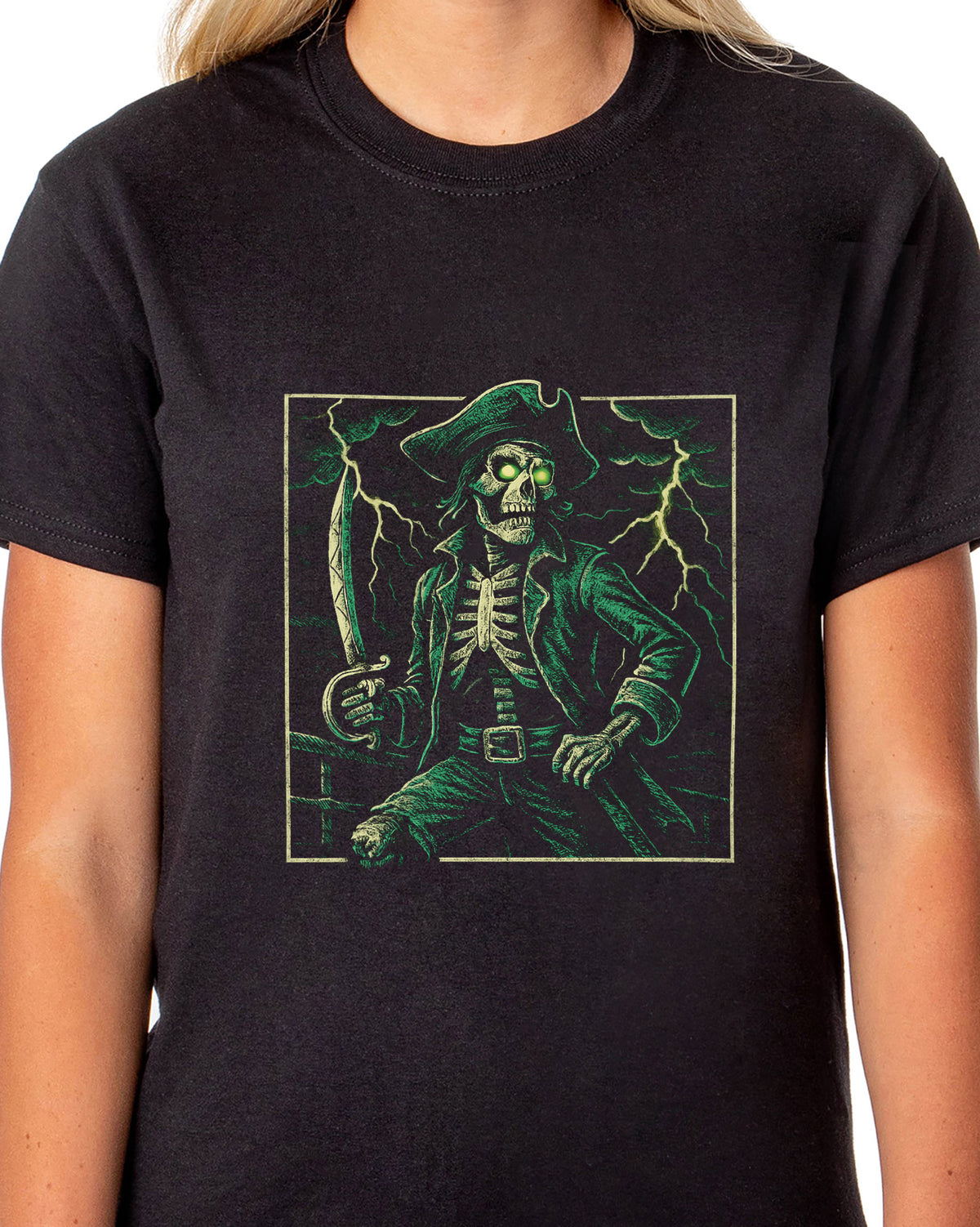 PJammy Halloween T-Shirt Women's Captain Bones Short Sleeve Tee