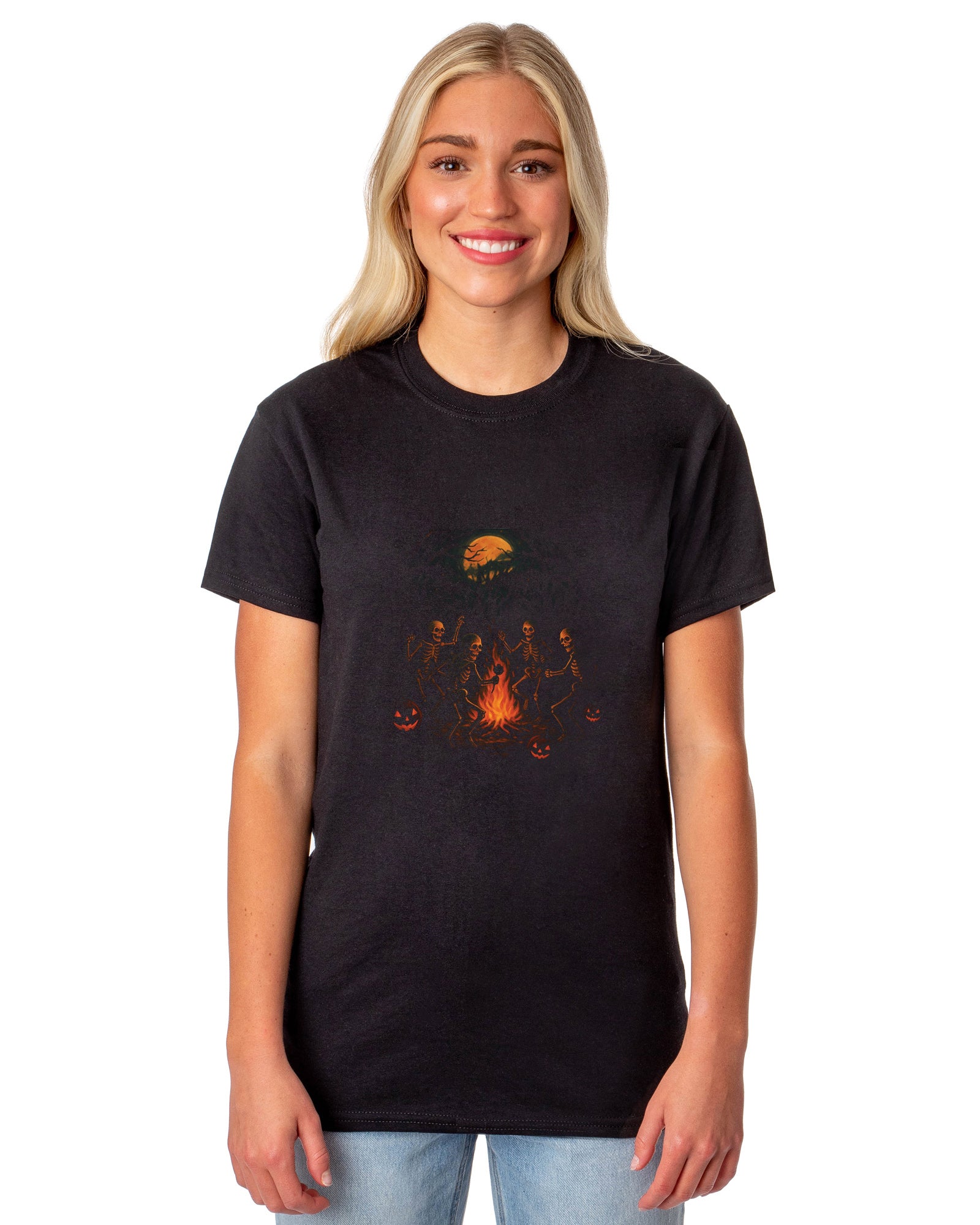 PJammy Halloween T-Shirt Women's Bonfire Bones Short Sleeve Tee