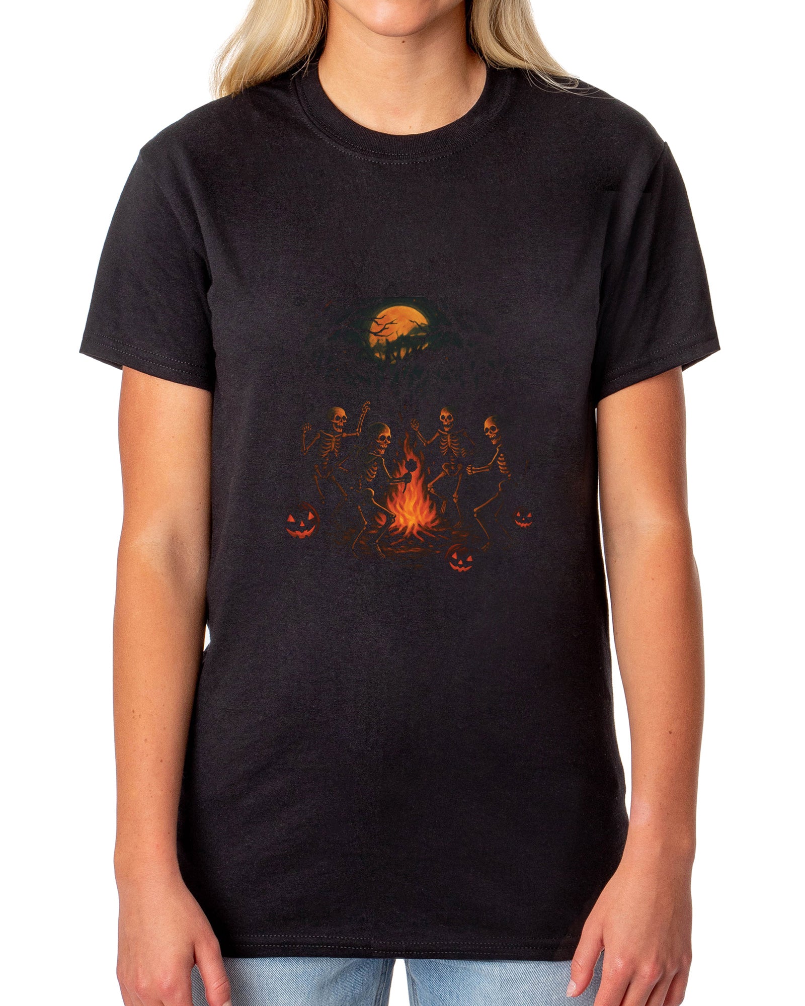 PJammy Halloween T-Shirt Women's Bonfire Bones Short Sleeve Tee