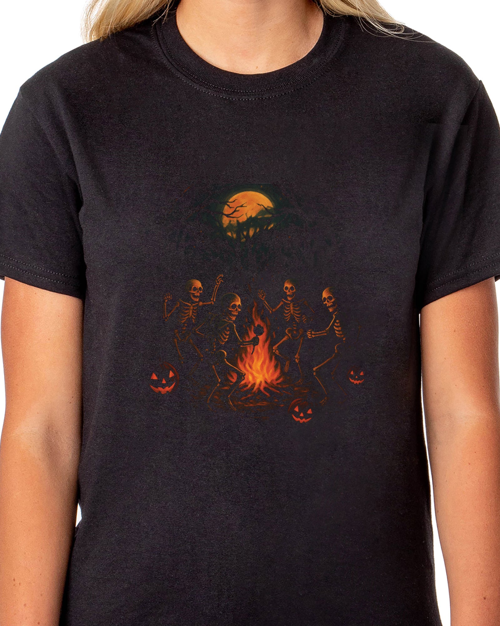 PJammy Halloween T-Shirt Women's Bonfire Bones Short Sleeve Tee