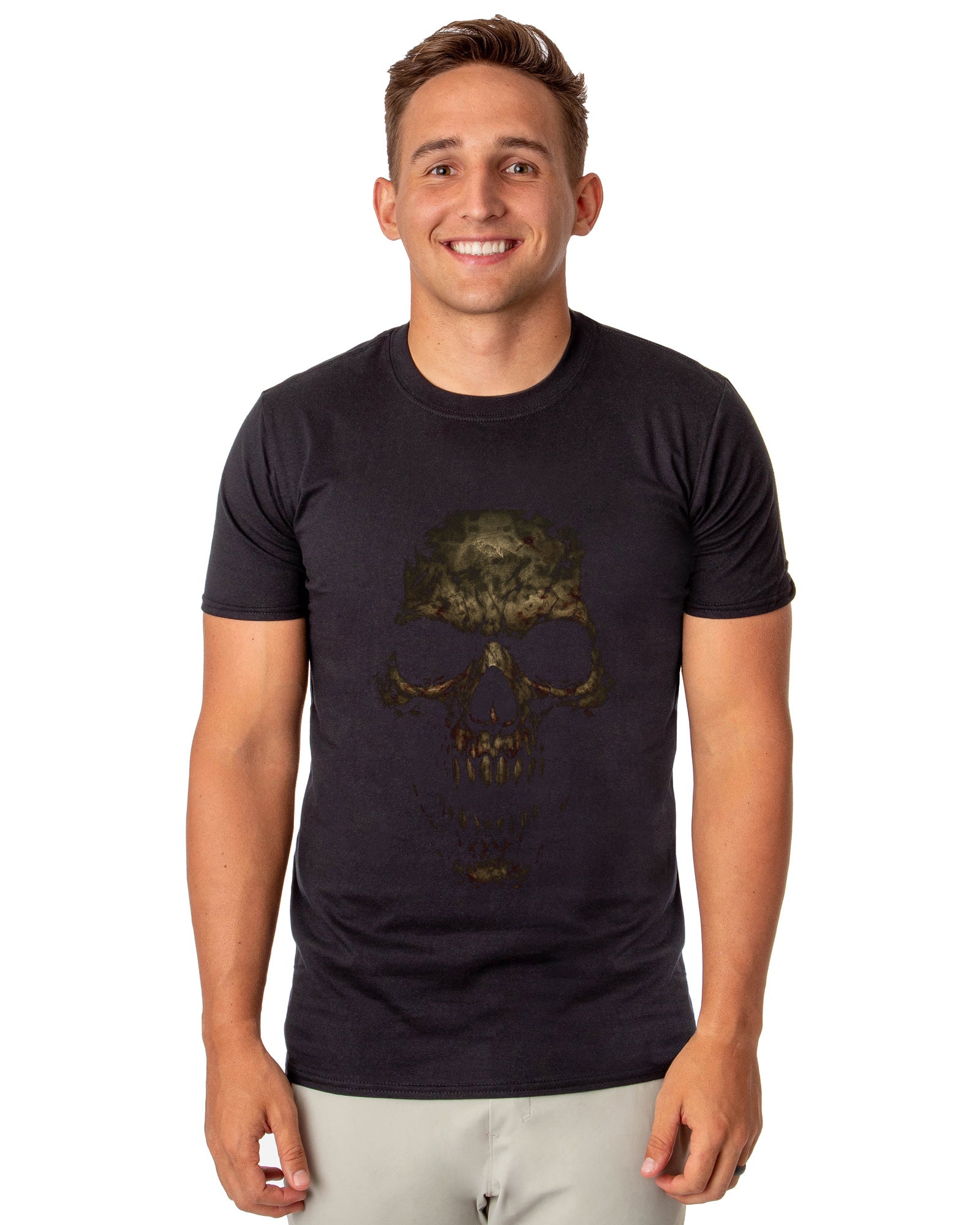 PJammy Halloween T-Shirt Men's Subtle Skull Design Short Sleeve Tee
