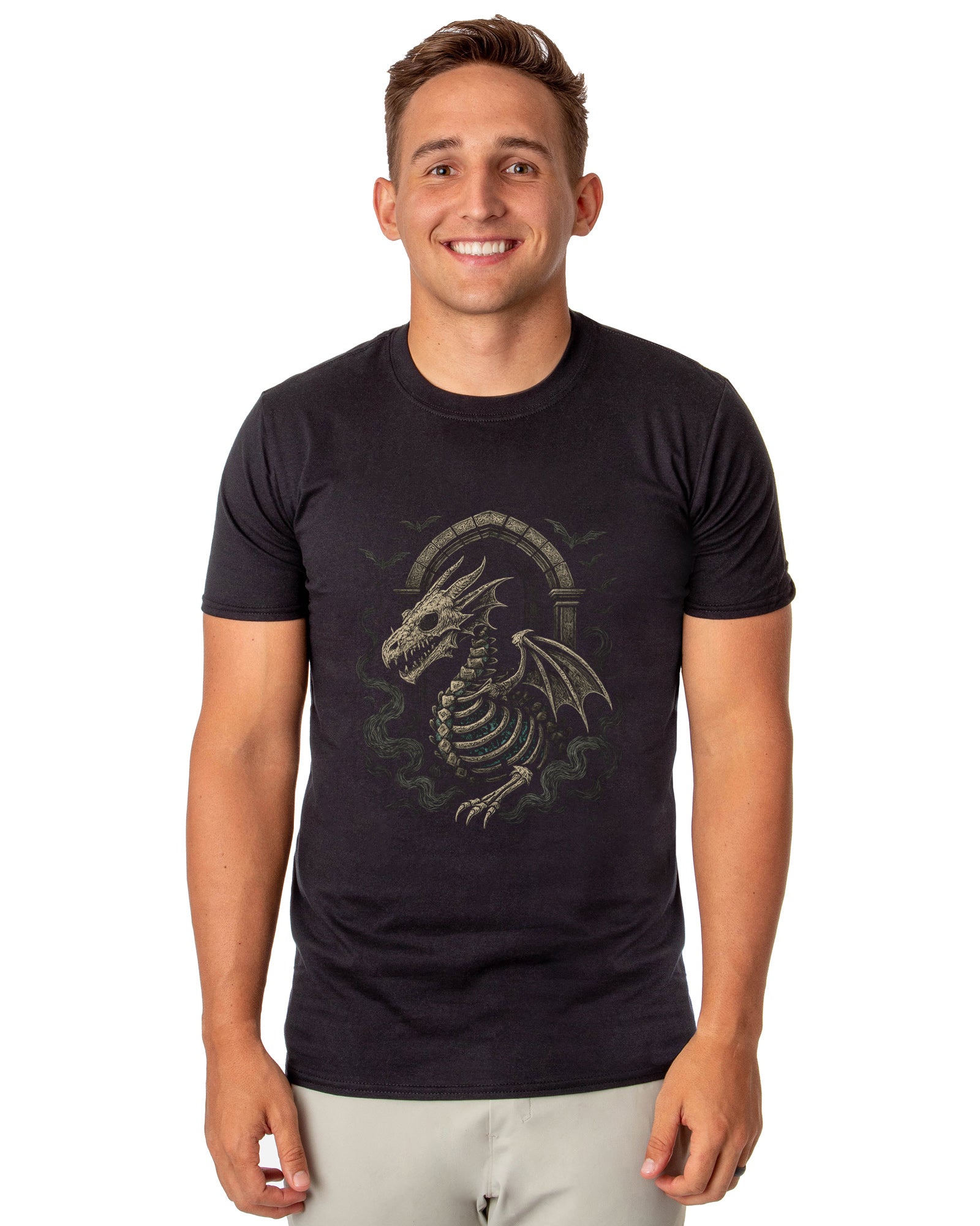 PJammy Halloween T-Shirt Men's Skeleton Gothic Dragon Short Sleeve