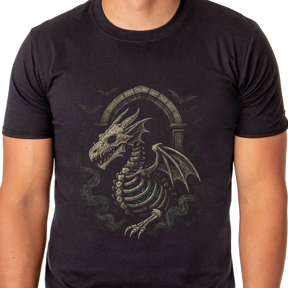 PJammy Halloween T-Shirt Men's Skeleton Gothic Dragon Short Sleeve
