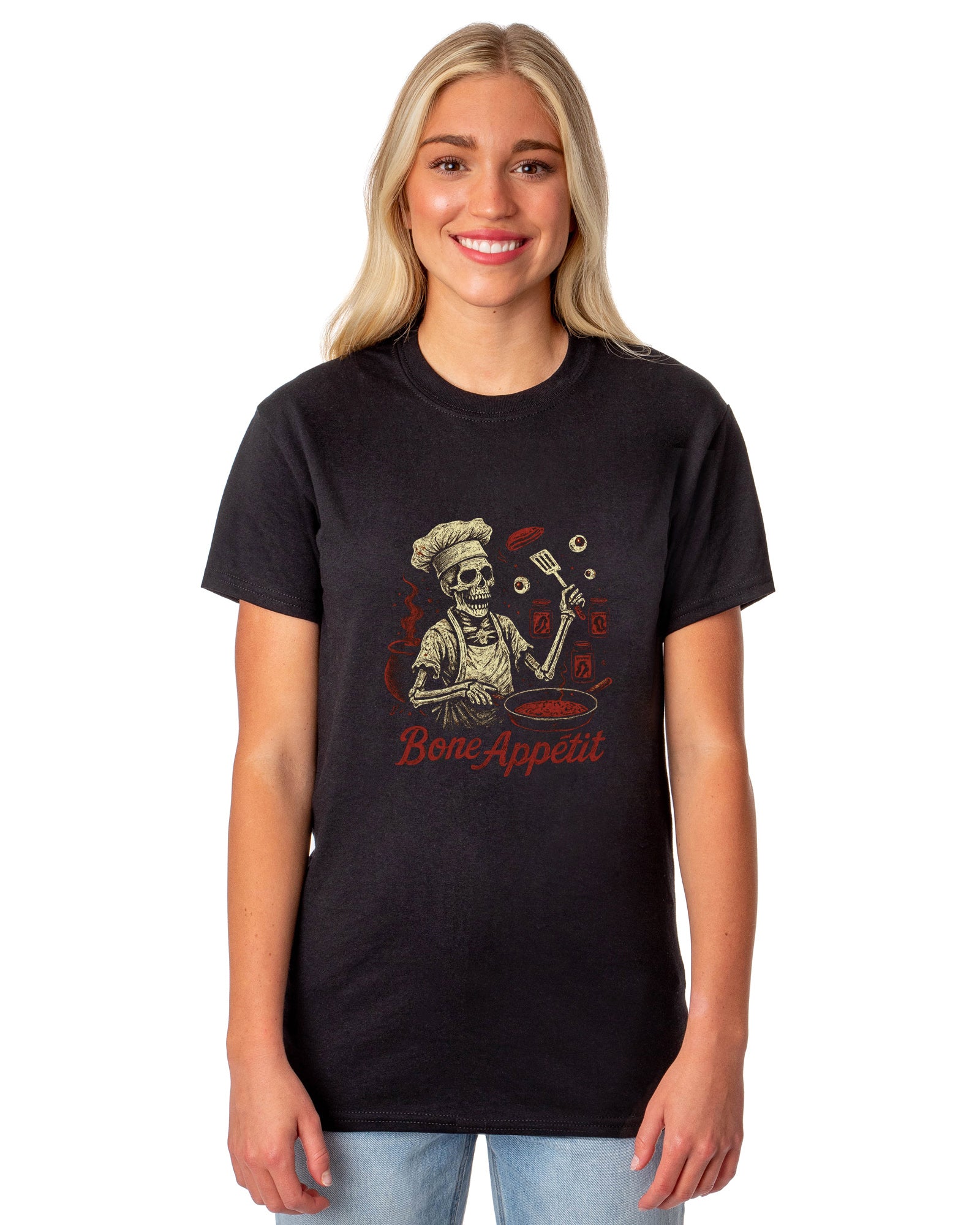 PJammy Halloween T-Shirt Women's Skeletal Chef Short Sleeve Tee