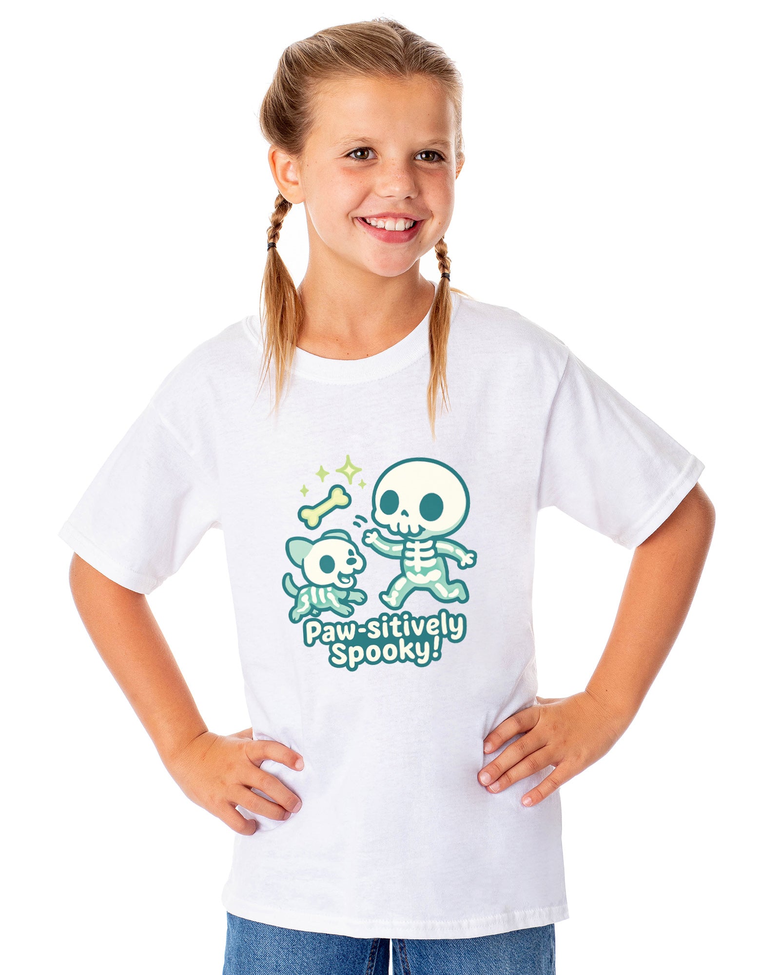 PJammy Halloween T-Shirt Girls' Skeleton Fetch Short Sleeve Tee