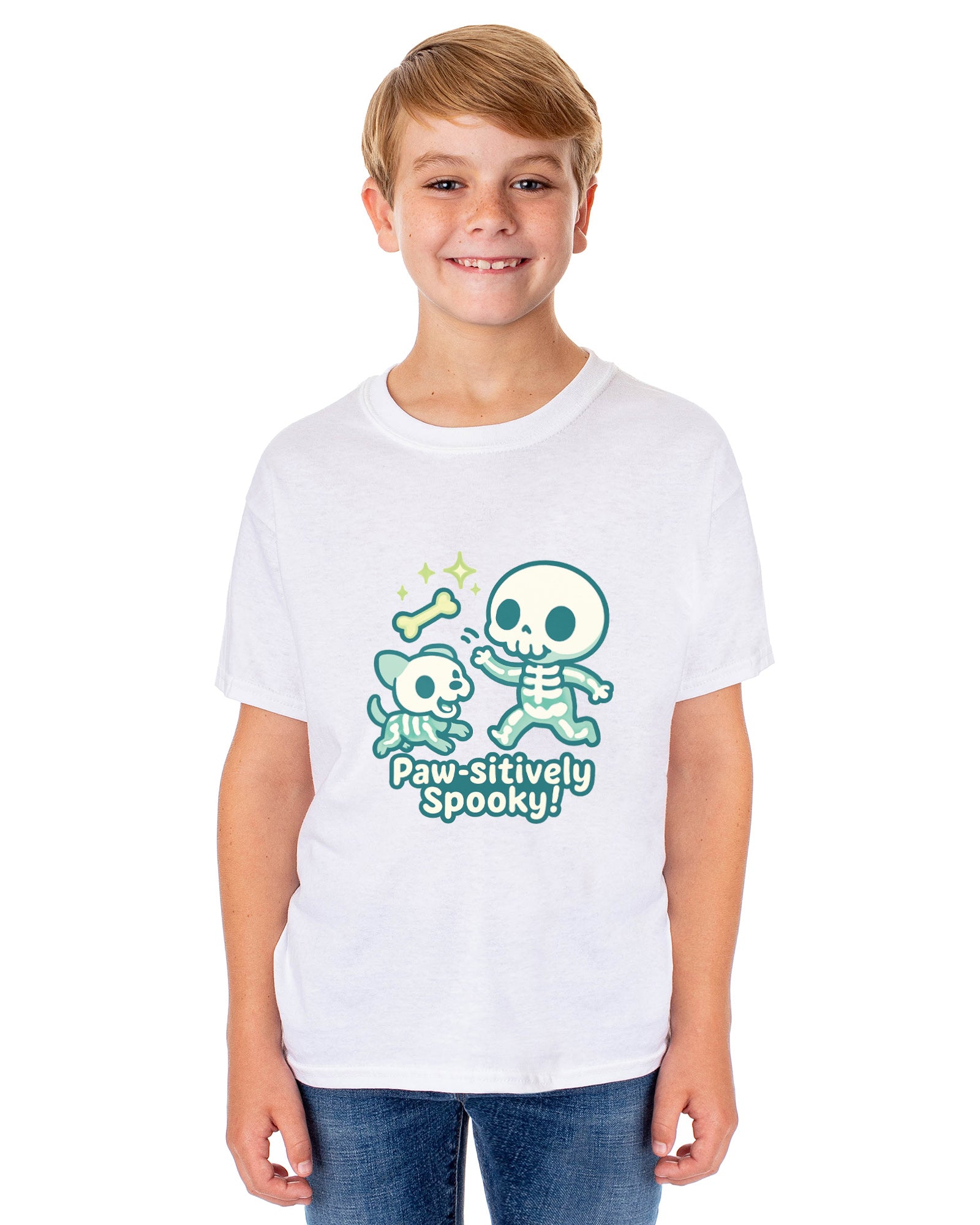 PJammy Halloween T-Shirt Girls' Skeleton Fetch Short Sleeve Tee