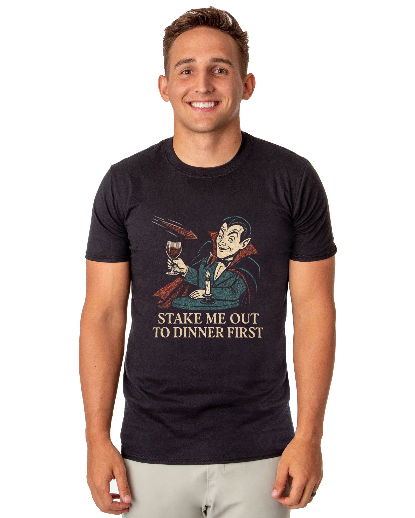 PJammy Halloween T-Shirt Men's Stake Me Out to Dinner Short Sleeve Tee