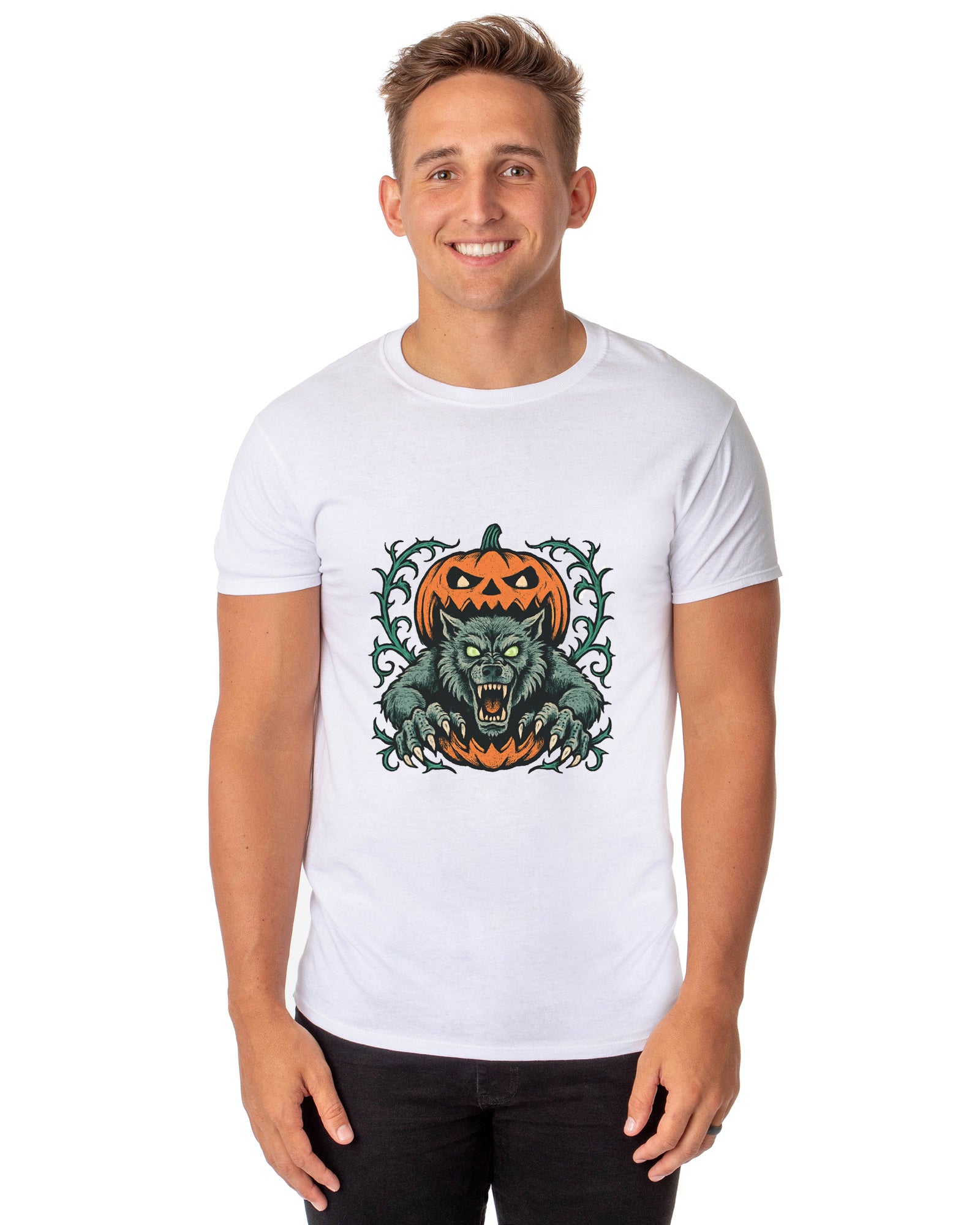 PJammy Halloween T-Shirt Men's Pumpkin Terror Short Sleeve Tee