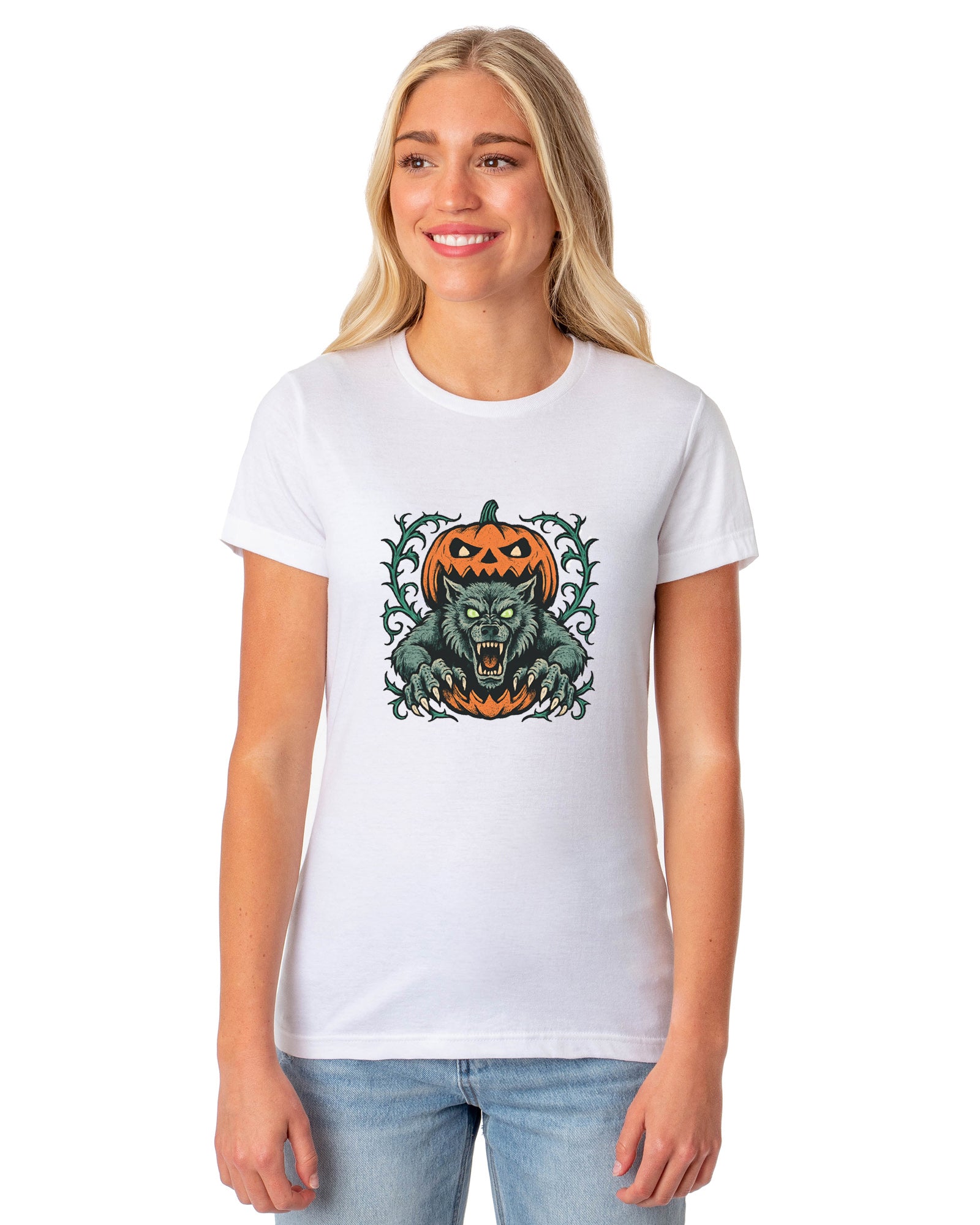 PJammy Halloween T-Shirt Women's Werewolf Jack-O-Lantern Tee