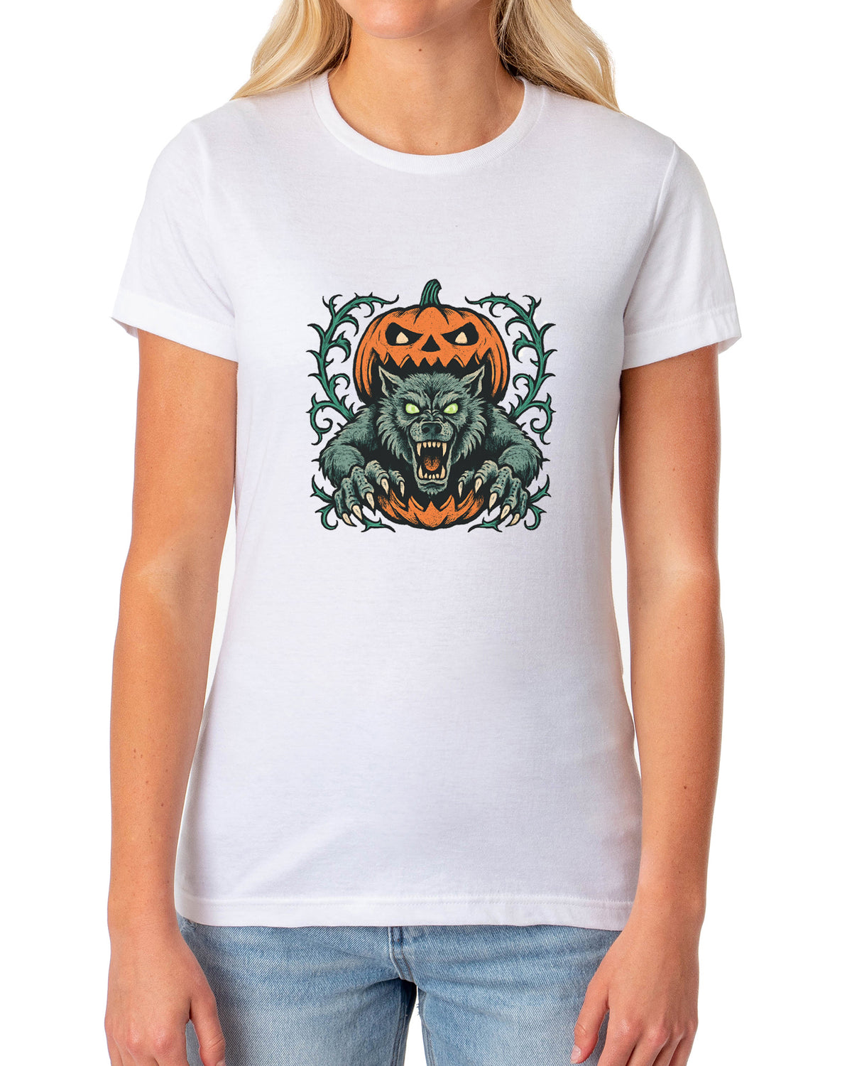 PJammy Halloween T-Shirt Women's Werewolf Jack-O-Lantern Tee