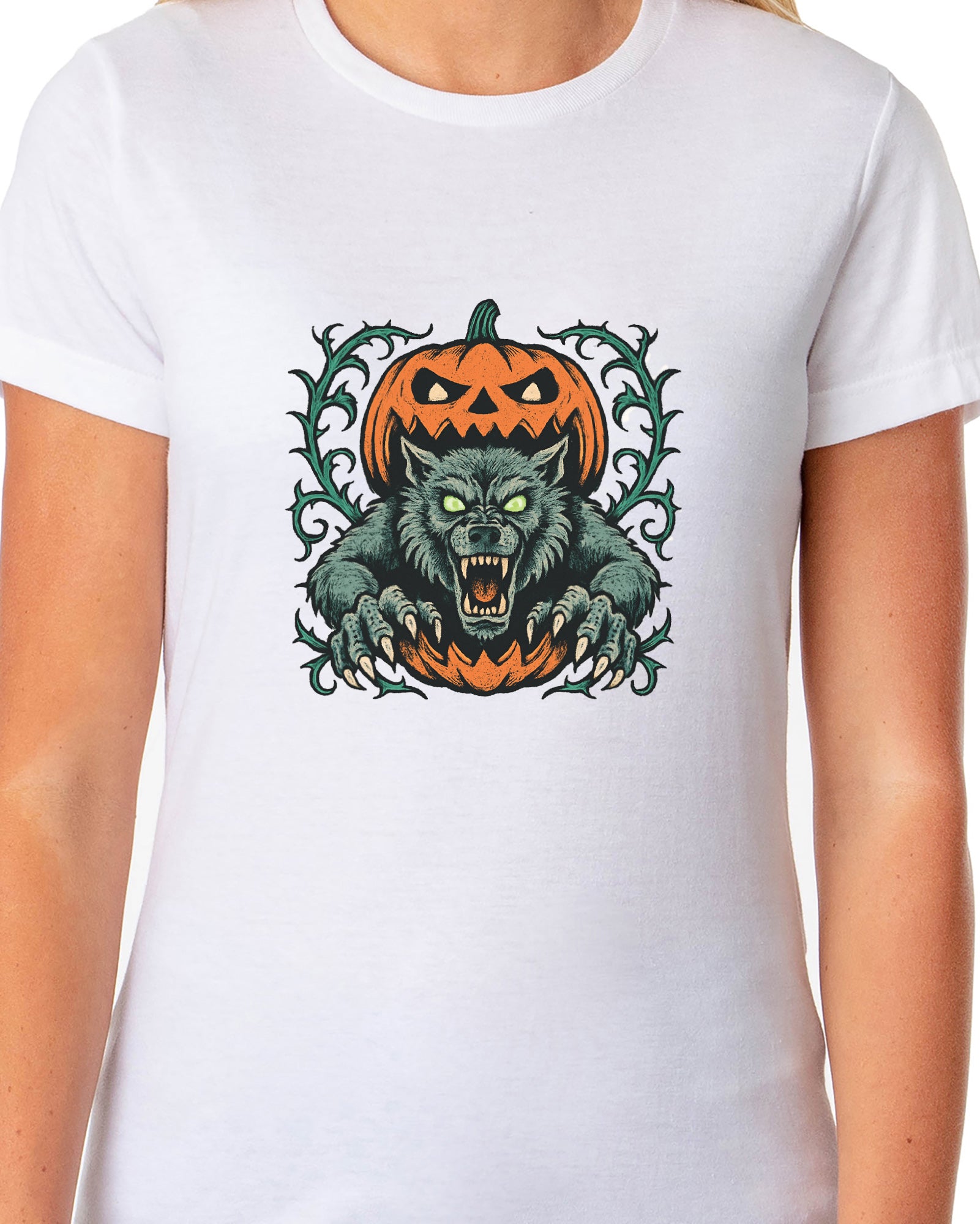 PJammy Halloween T-Shirt Women's Werewolf Jack-O-Lantern Tee
