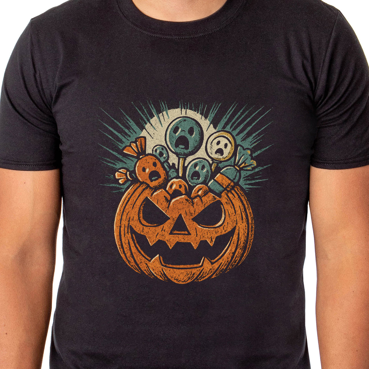 PJammy Halloween T-Shirt Men's Scared Candy Short Sleeve Tee
