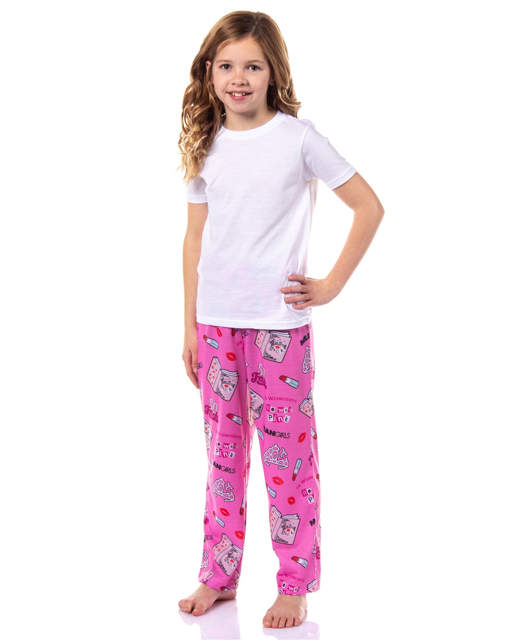 Mean Girls On Wednesdays We Wear Pink Girls' Tossed Print Pajama Pants