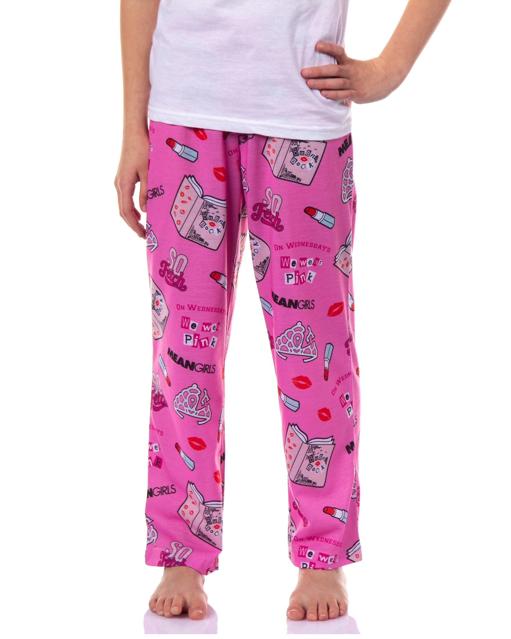 Mean Girls On Wednesdays We Wear Pink Girls' Tossed Print Pajama Pants