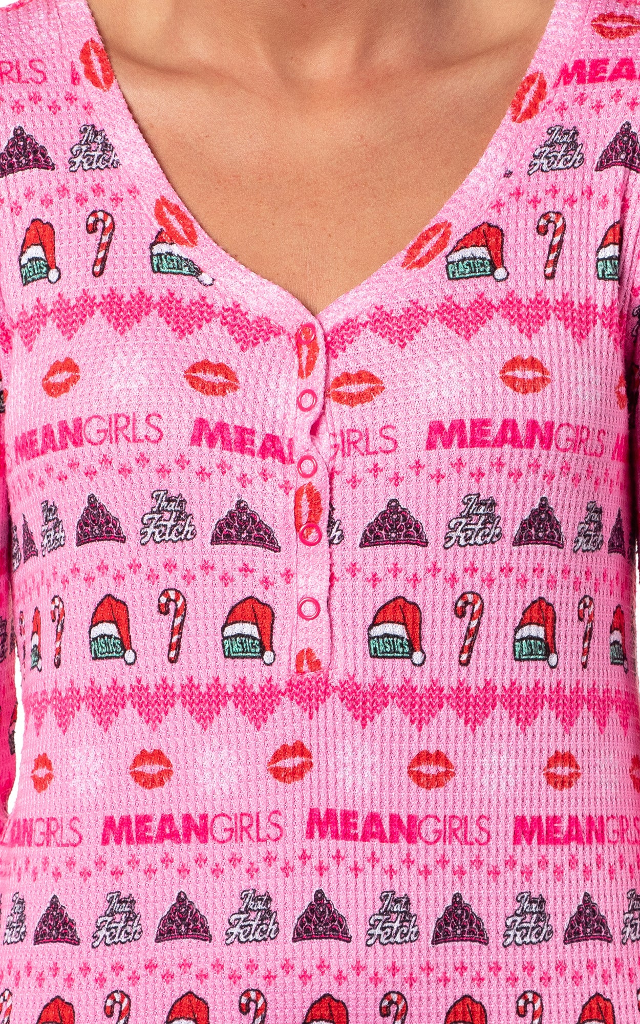 Mean Girls Women's Christmas Waffle Union Suit One-Piece Pajamas