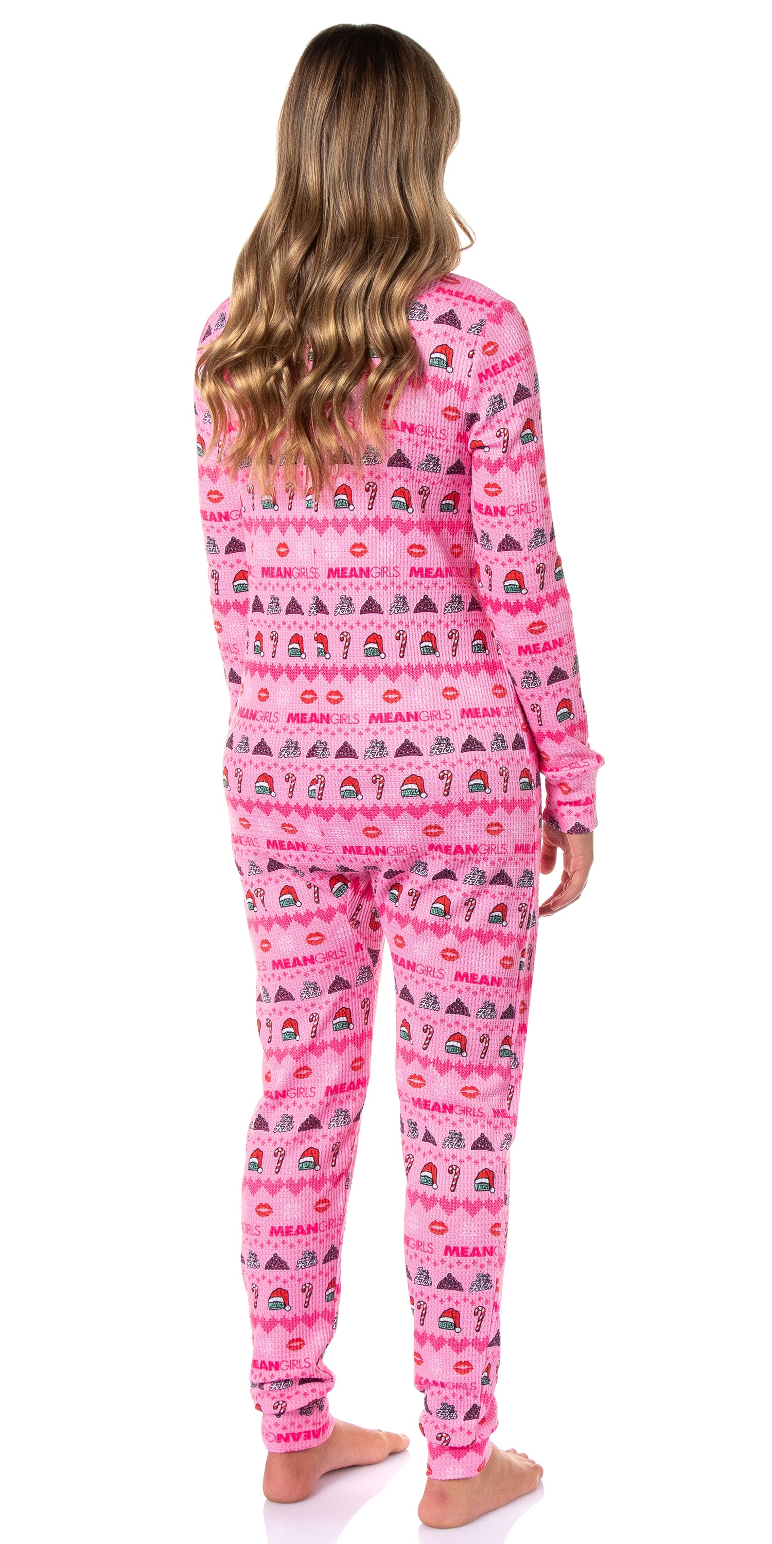 Mean Girls Women's Christmas Waffle Union Suit One-Piece Pajamas