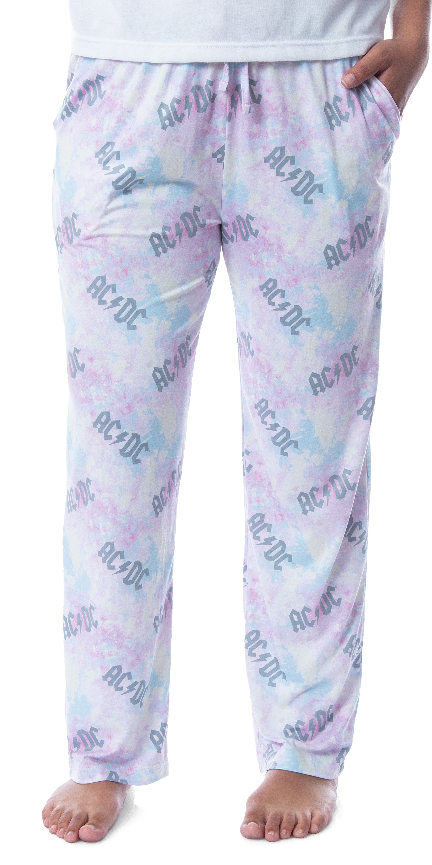 AC/DC Womens' All Over Logo Pastel Tie Dye Pajama Pants Loungewear Sleep