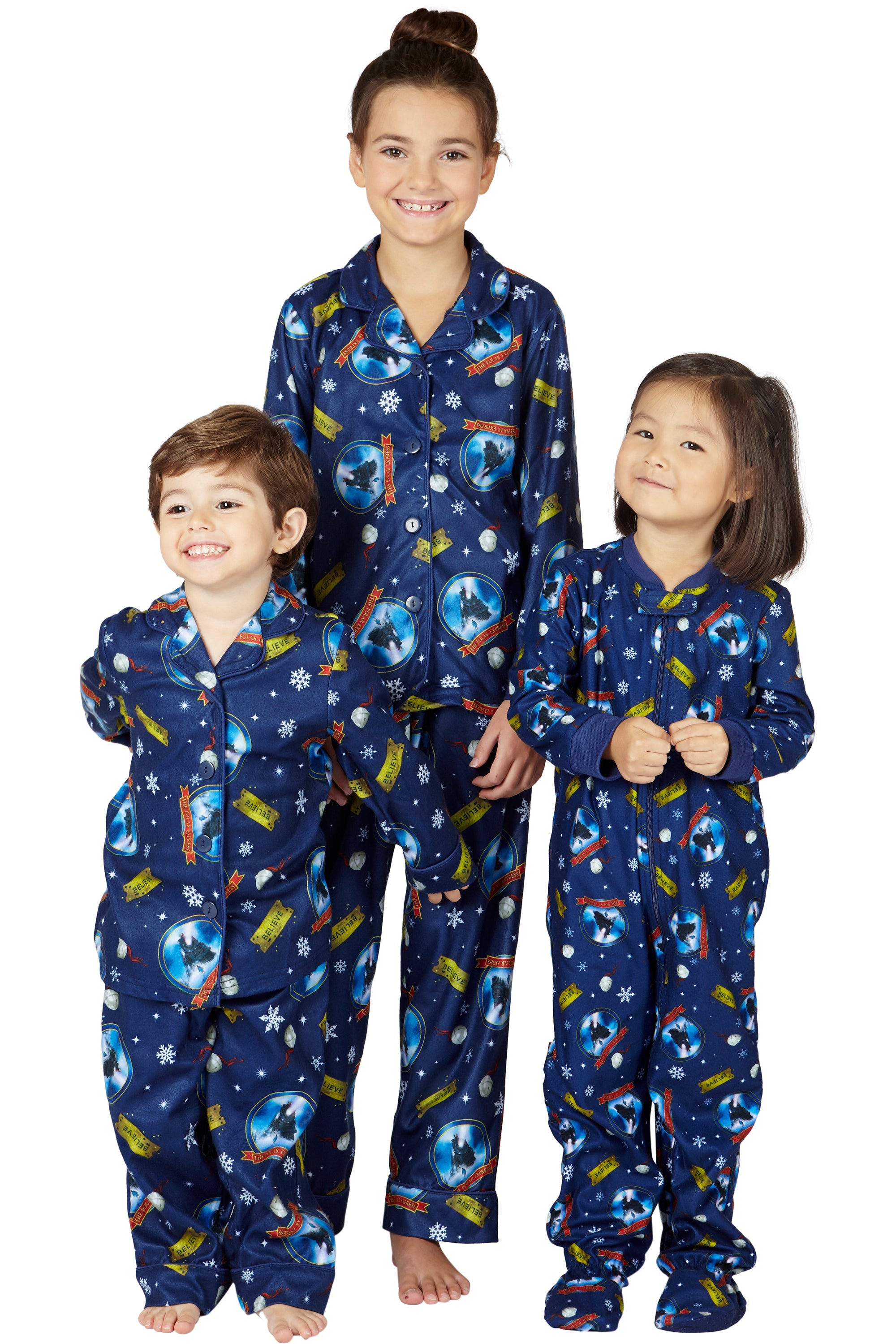 The Polar Express Kids Believe Button-Front Coat Shirt And Pants Pajama Set