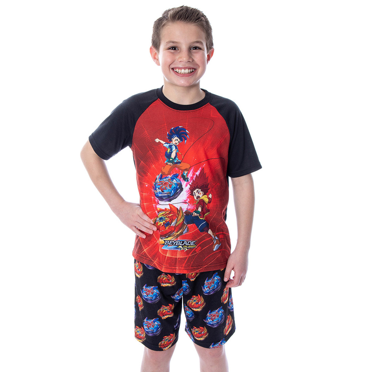Beyblade Burst Surge Boys' Hikaru and Hyuga Shirt and Shorts Pajama Set