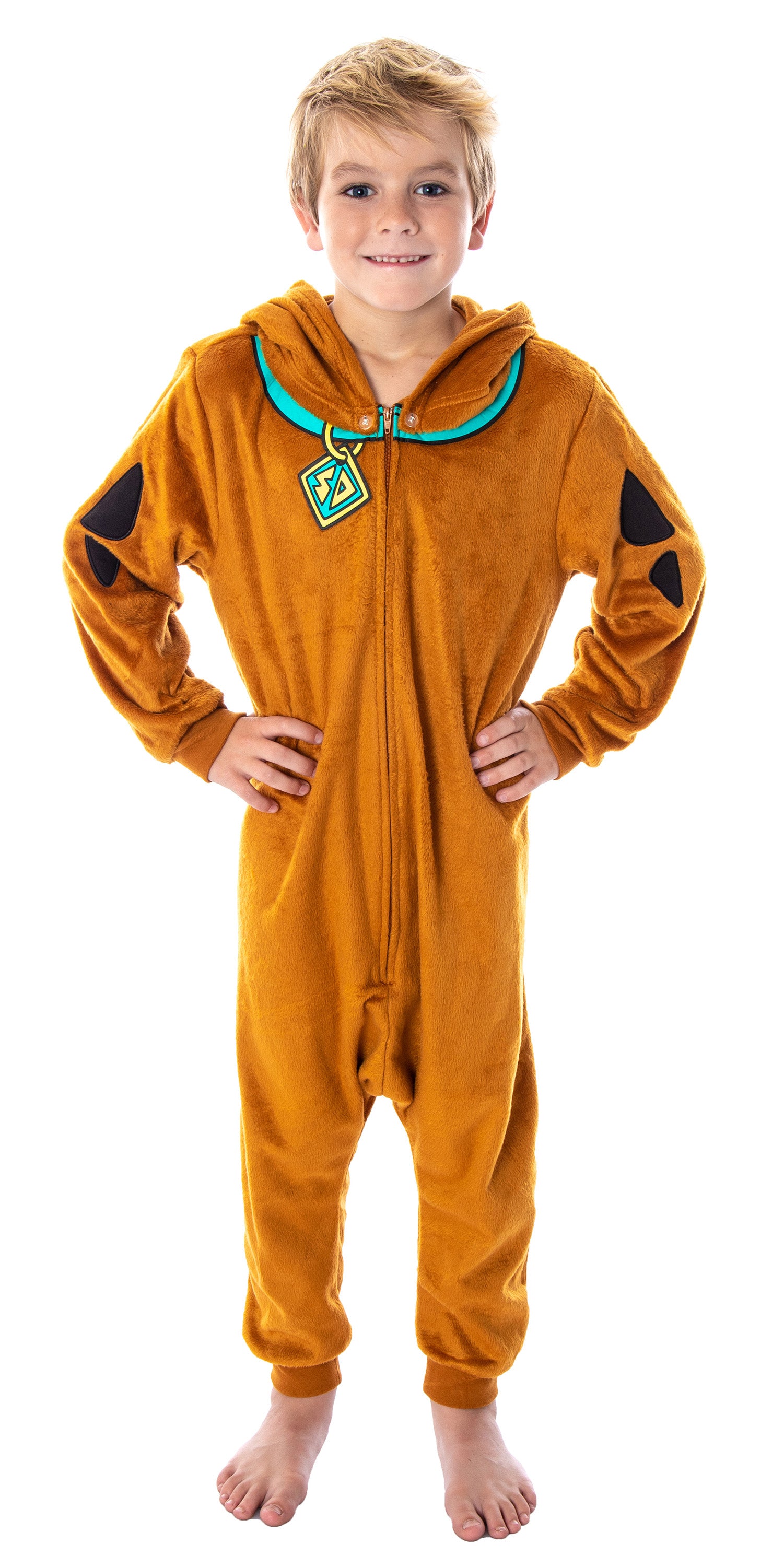 Scooby Doo Girls' Hooded Character Union Suit Lounge One-Piece Pajama