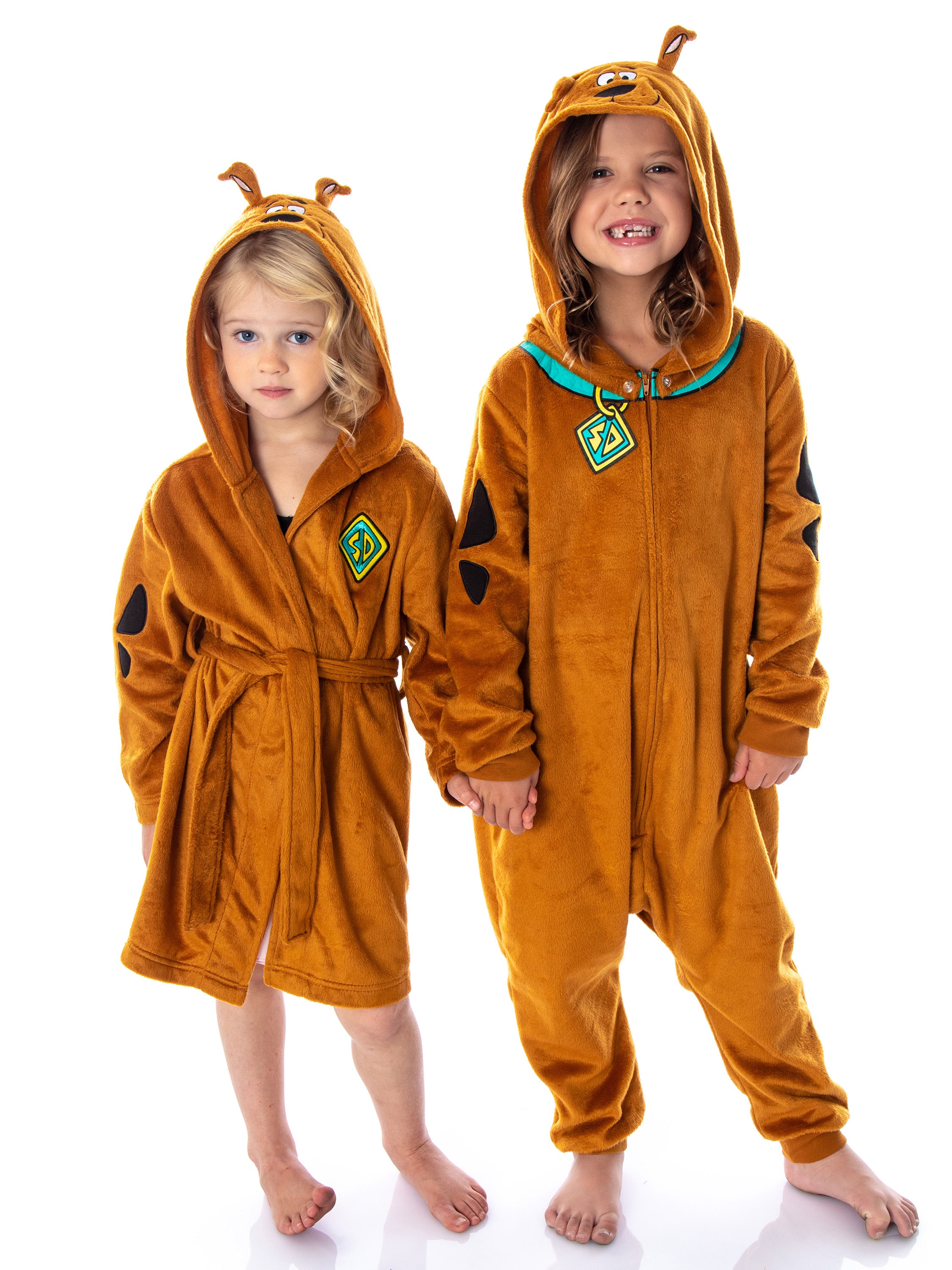 Scooby Doo Girls' Hooded Character Union Suit Lounge One-Piece Pajama