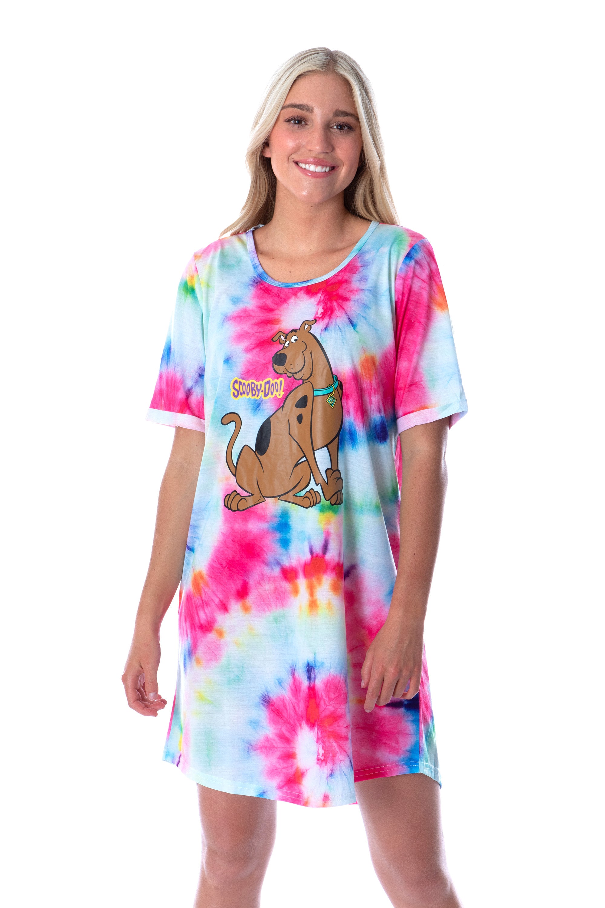 Scooby-Doo Women's Cartoon Graphic Tie Dye Nightgown Sleep Shirt Pajama
