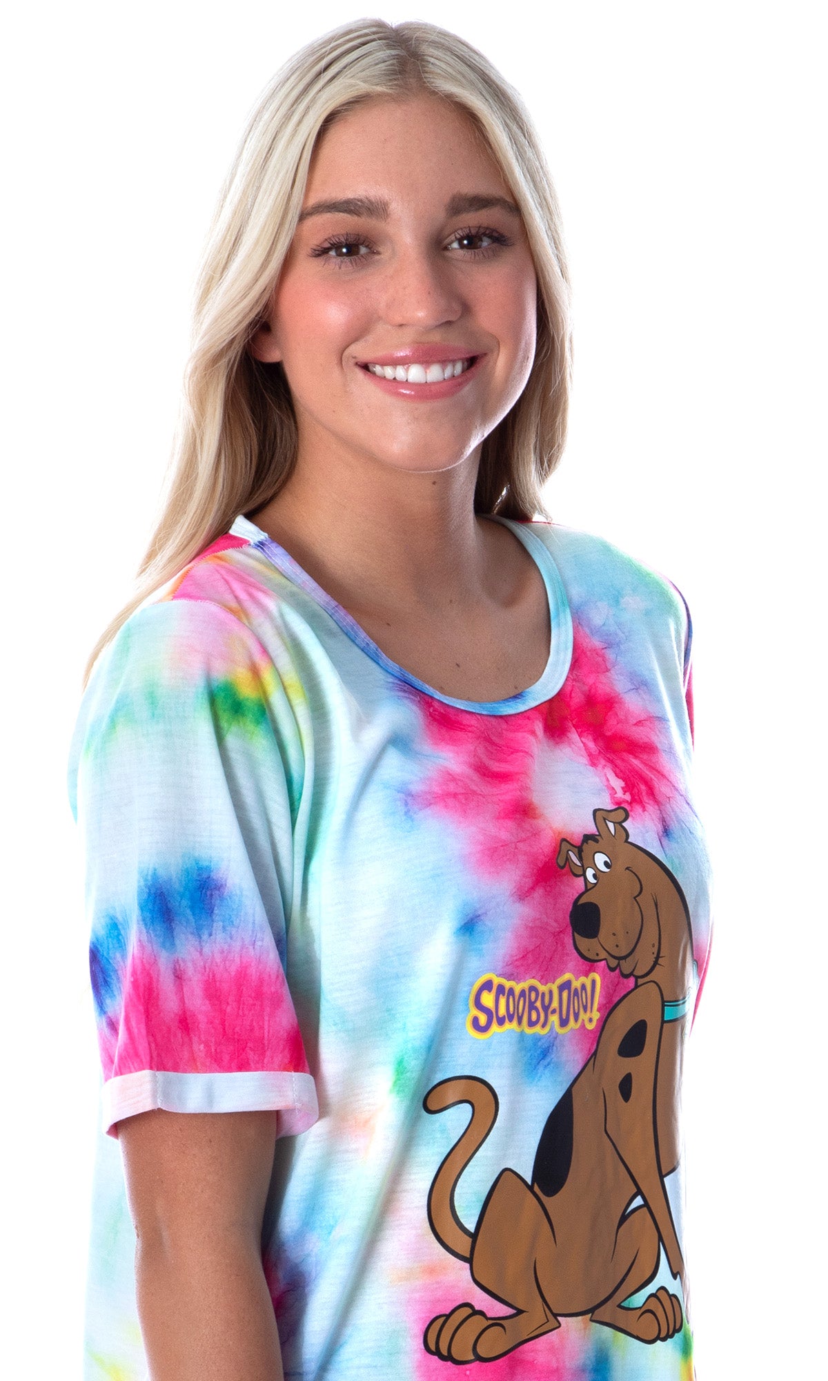Scooby-Doo Women's Cartoon Graphic Tie Dye Nightgown Sleep Shirt Pajama