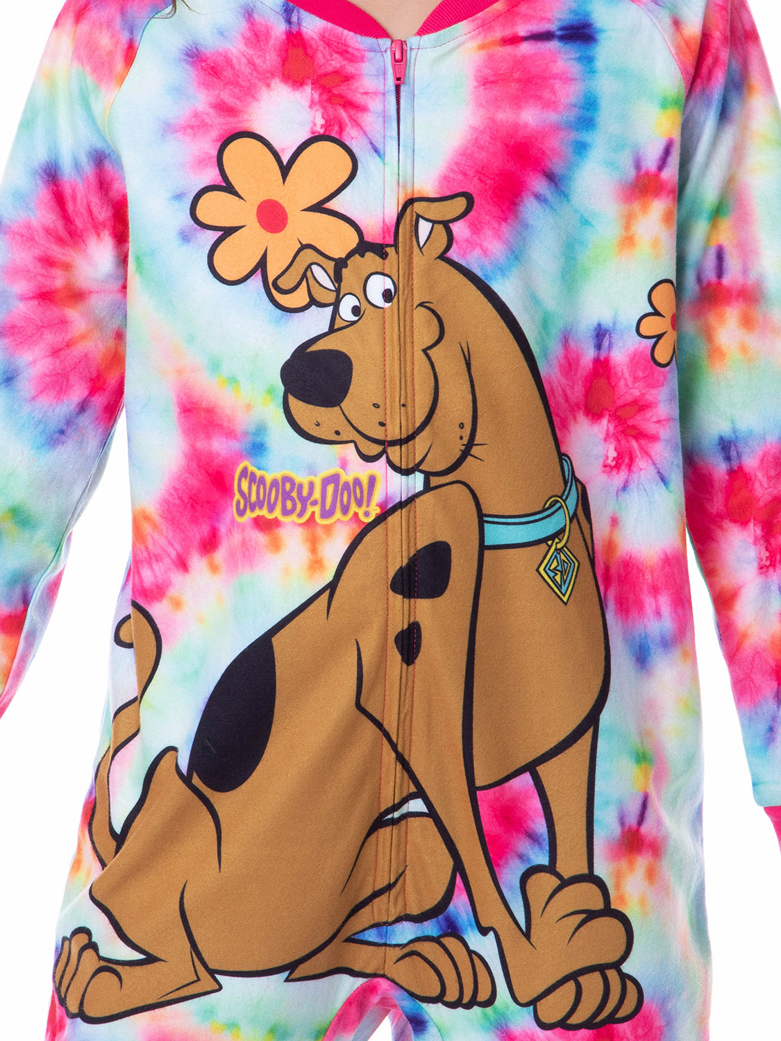 Scooby-Doo Girls' Tie-Dye Flower Power Union Suit Footless Sleep Pajama