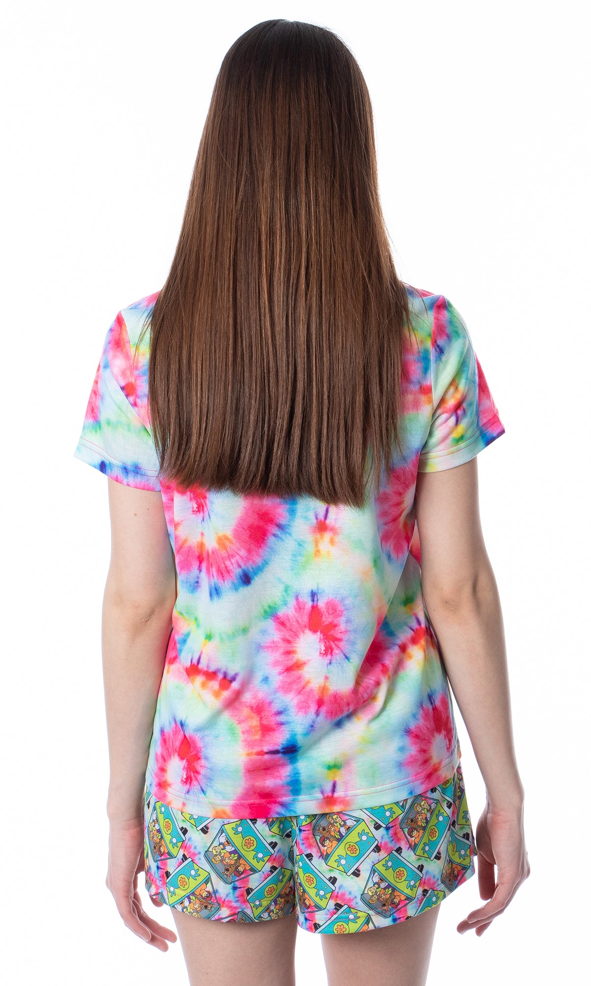 Scooby-Doo Womens' Mystery Machine Tie Dye Sleep Pajama Set Short